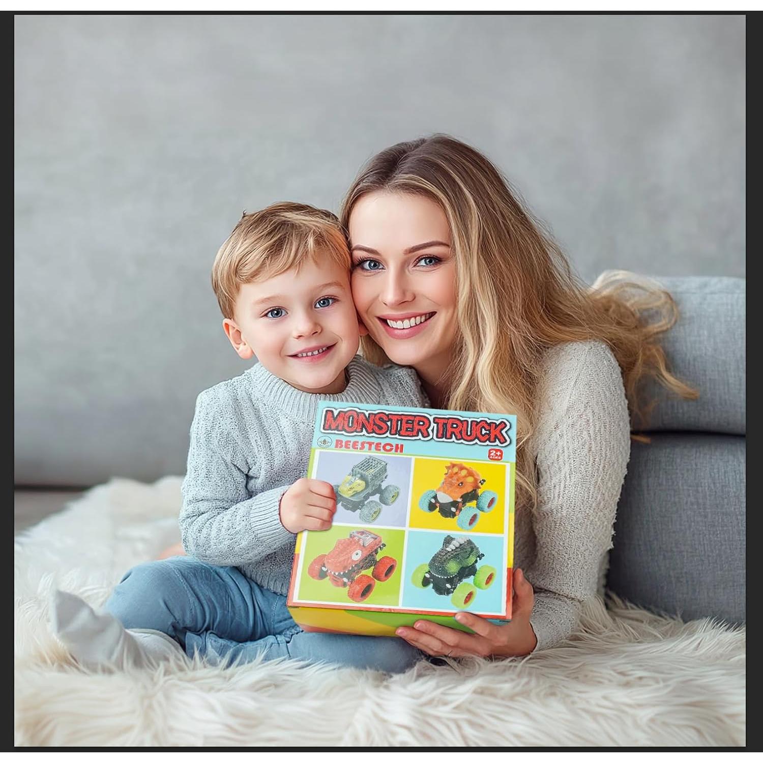 Juguetes Dinosaurio Beestech Camión Monstruo Fricción 4 Piezas