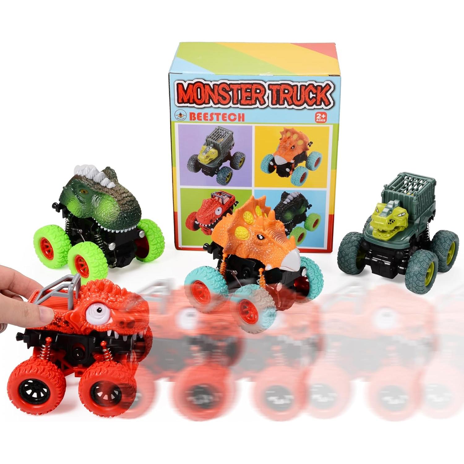 Juguetes Dinosaurio Beestech Camión Monstruo Fricción 4 Piezas