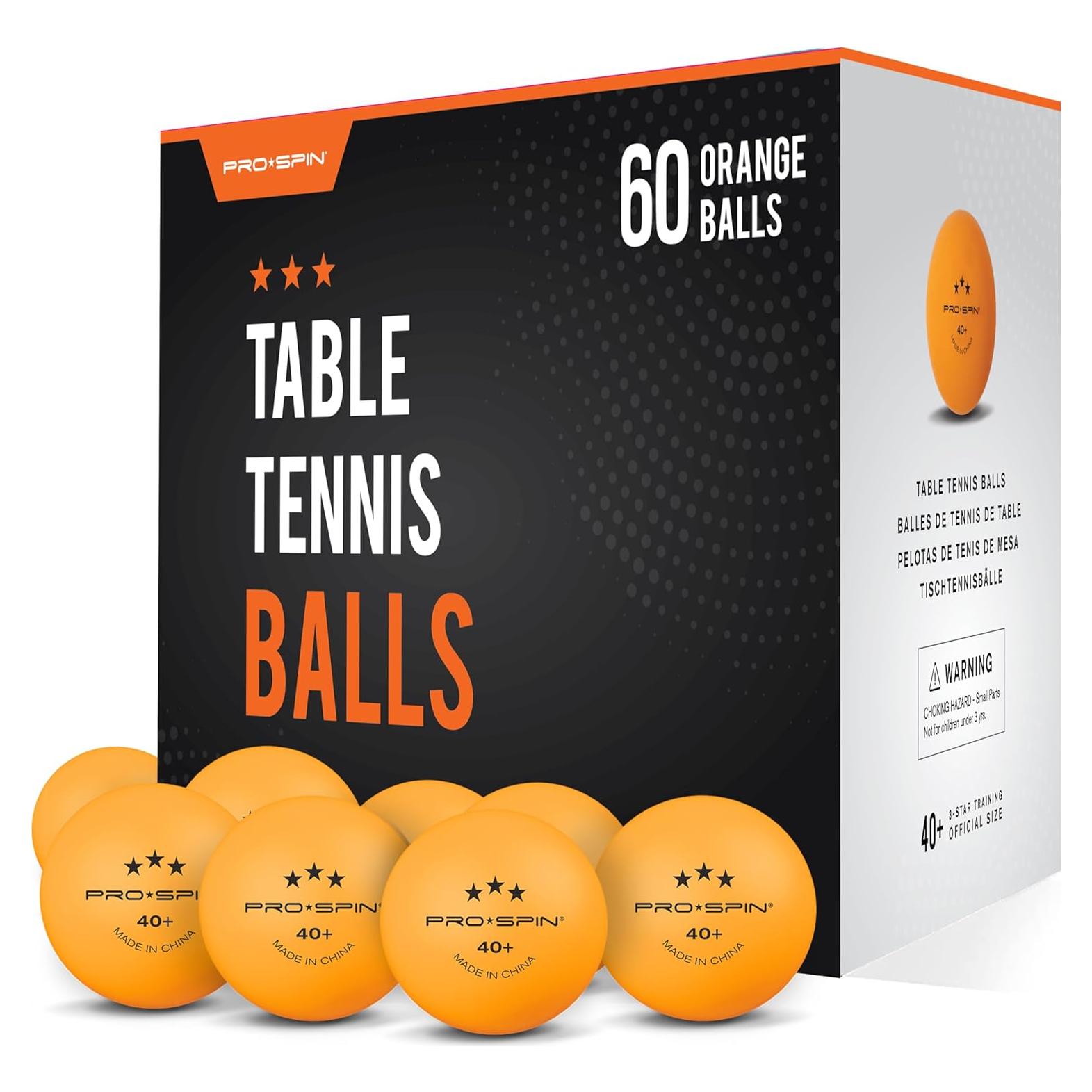 Pelotas de Ping Pong PRO-SPIN Naranjas 60 Unidades 40mm