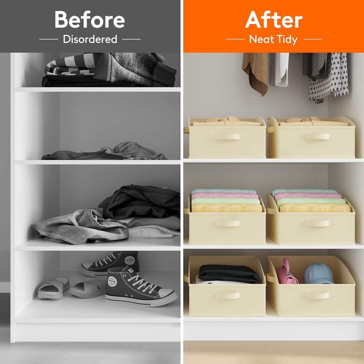 Cestas de Almacenamiento Lifewit 6 Piezas Trapezoidales Beige