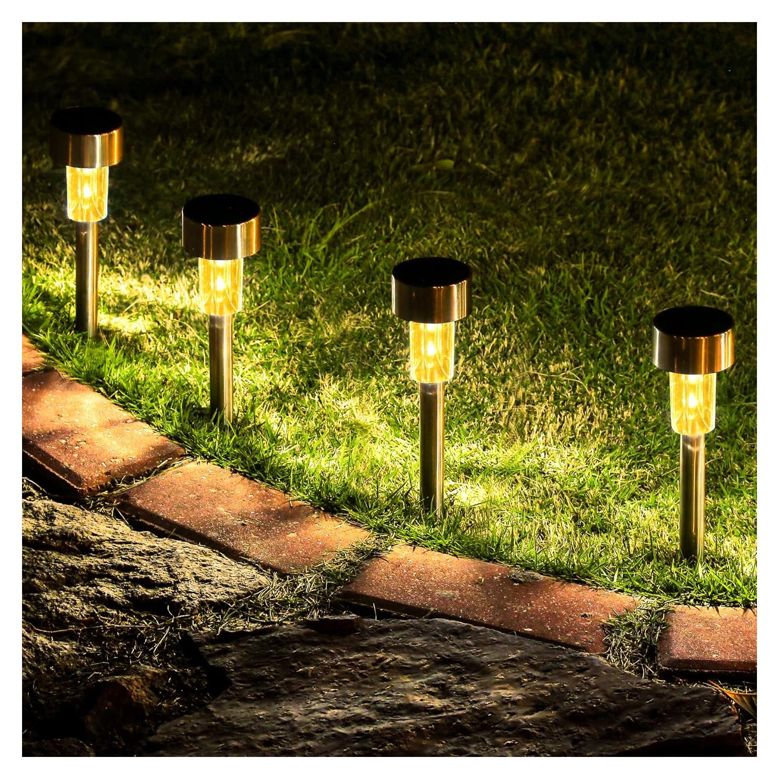 GIGALUMI 16 Luces Solares LED Acero Inoxidable para Jardín