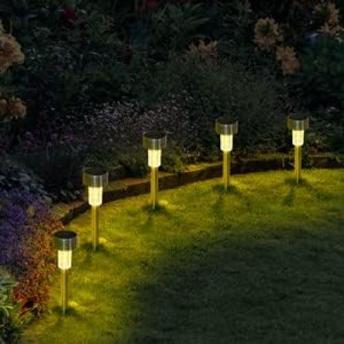 GIGALUMI 16 Luces Solares LED Acero Inoxidable para Jardín