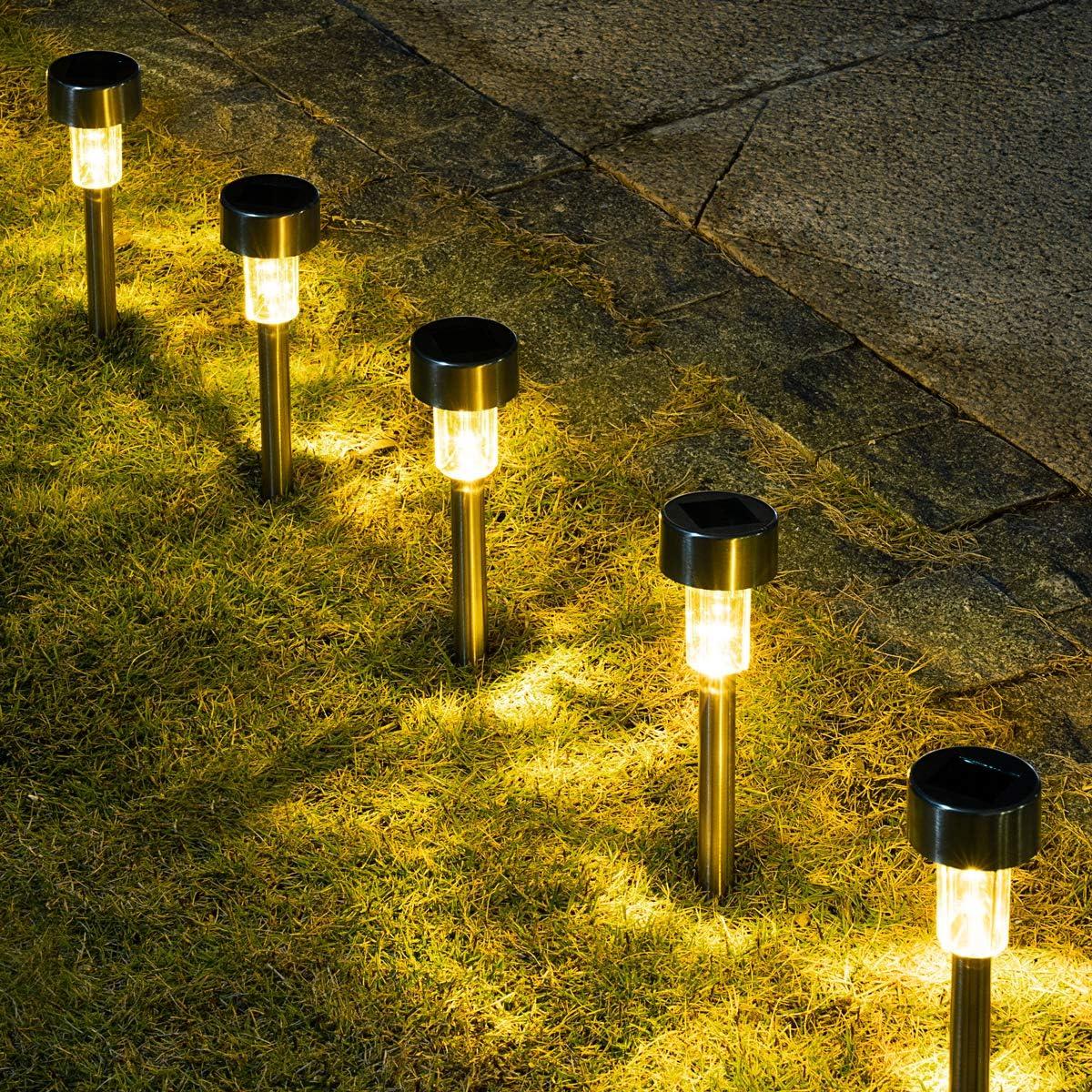 GIGALUMI 16 Luces Solares LED Acero Inoxidable para Jardín