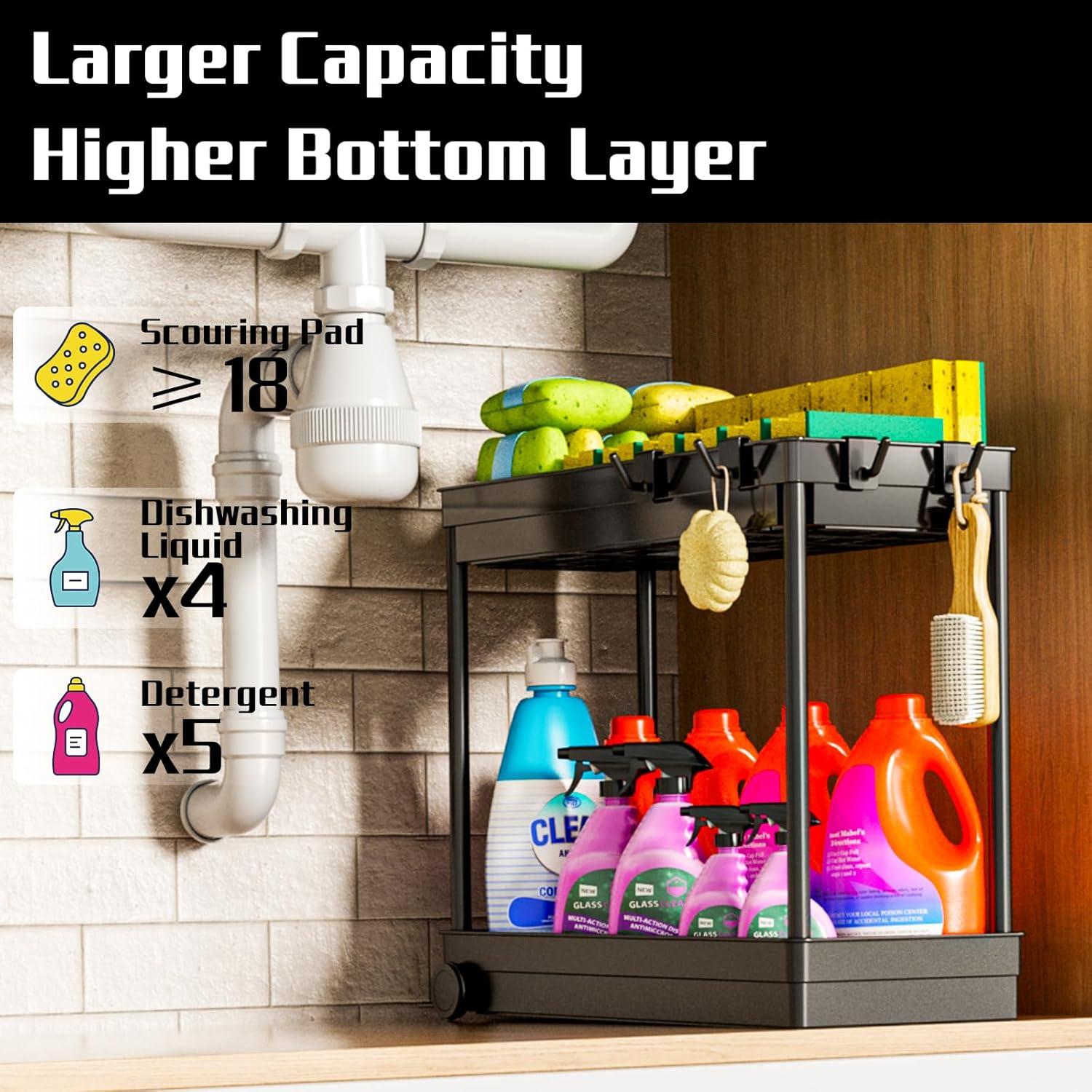 Organizador Bajo Fregadero Cicilyna 2 Niveles Negro Multiusos