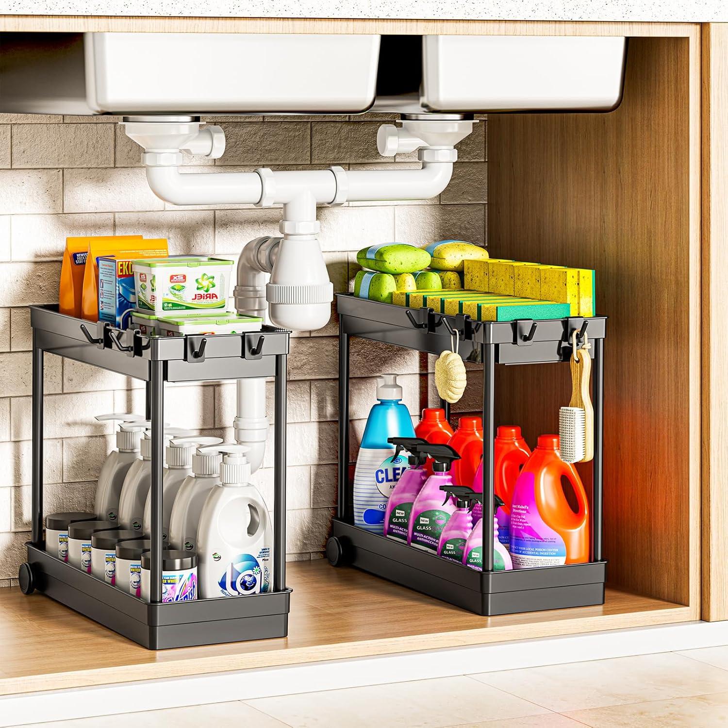 Organizador Bajo Fregadero Cicilyna 2 Niveles Negro Multiusos