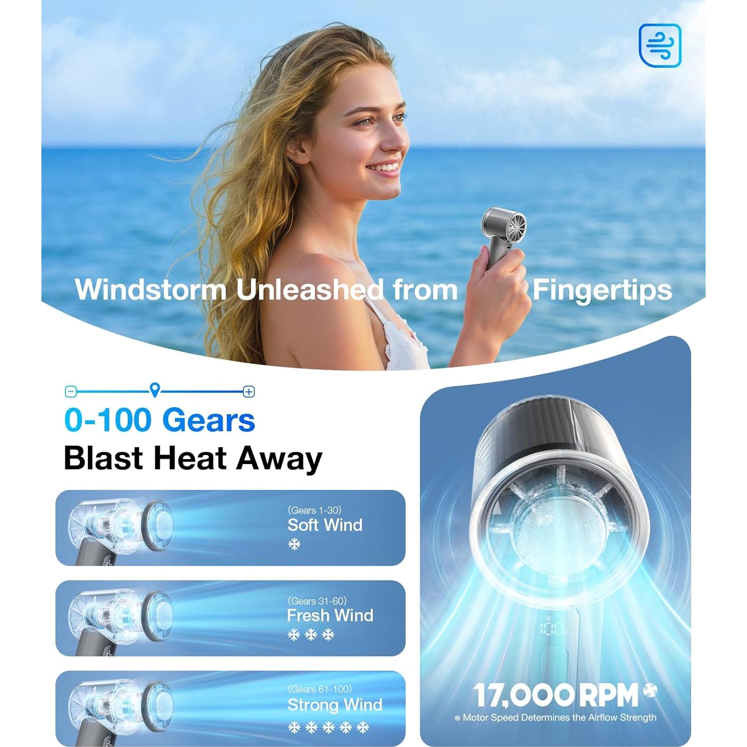 Ventilador de Mano TORRAS COOLiFY iva 5000mAh Ajustable