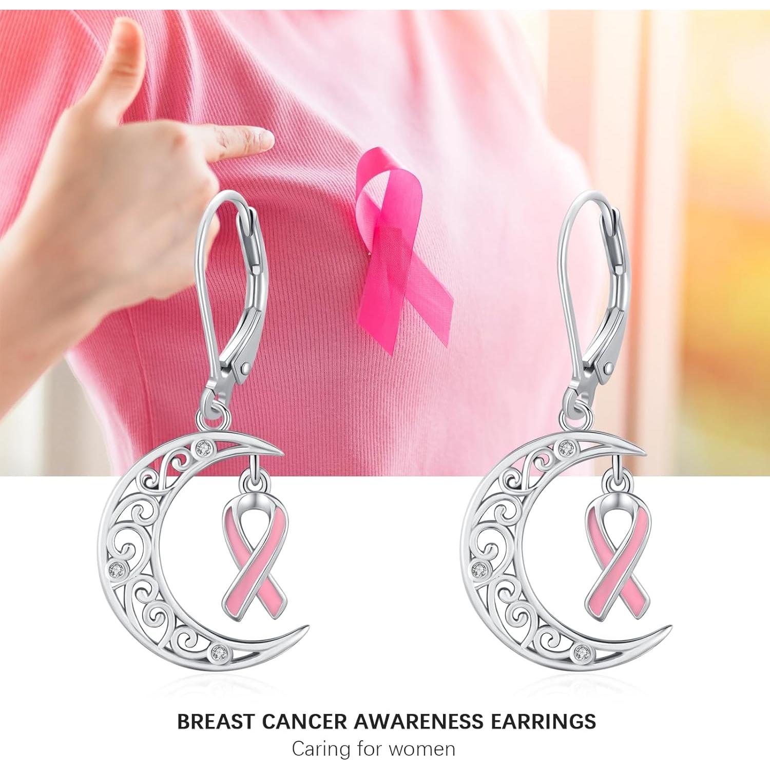 Pendientes de Luna Celta de Plata 925 con Cinta Rosa