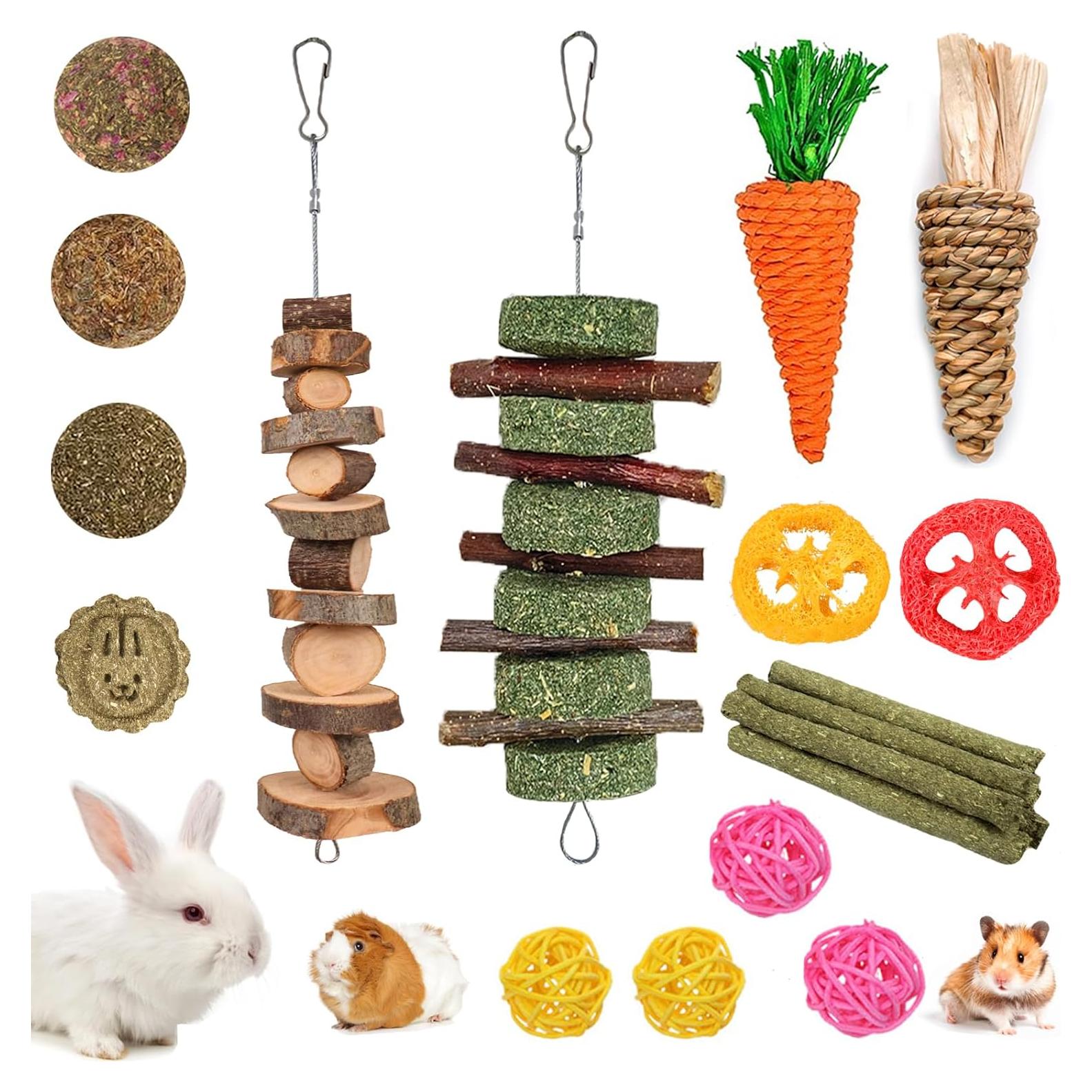 Juguetes de Masticar para Conejos Grddaef 20 Pcs Naturales