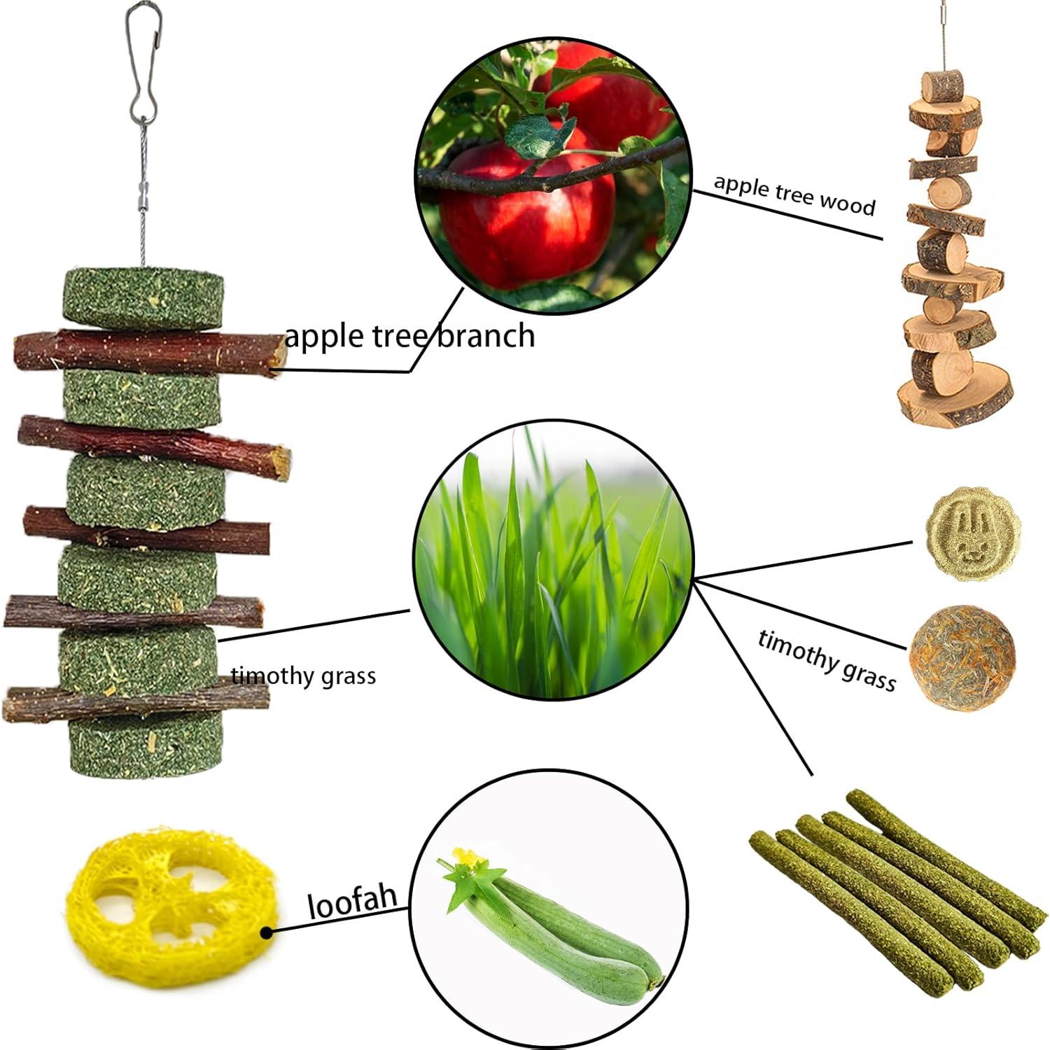 Juguetes de Masticar para Conejos Grddaef 20 Pcs Naturales