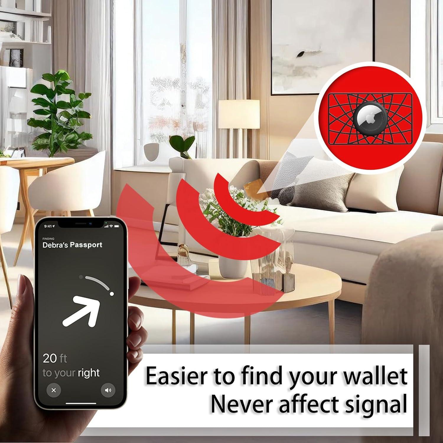 Soporte de Cartera AirTag WALNEW Negro 2 Paquetes Ultra Delgado