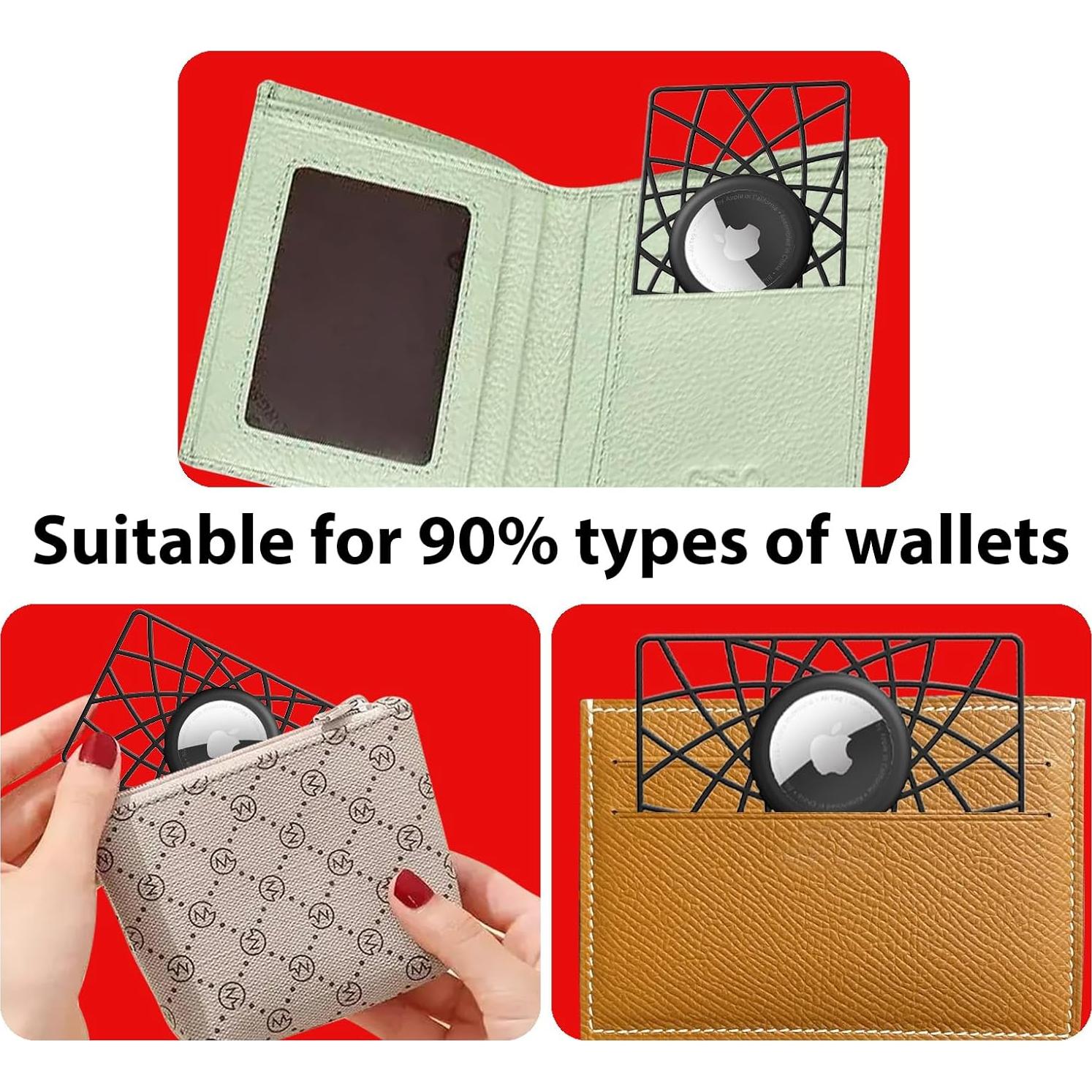 Soporte de Cartera AirTag WALNEW Negro 2 Paquetes Ultra Delgado