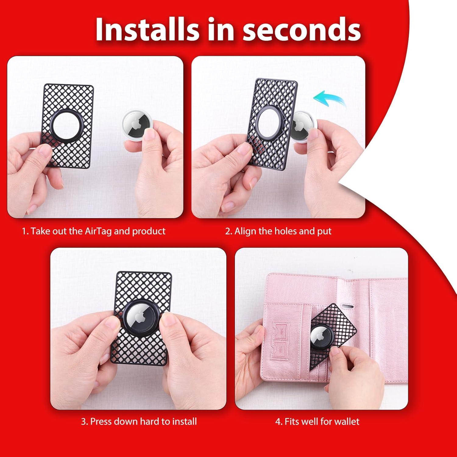 Soporte de Cartera AirTag WALNEW Negro 2 Paquetes Ultra Delgado