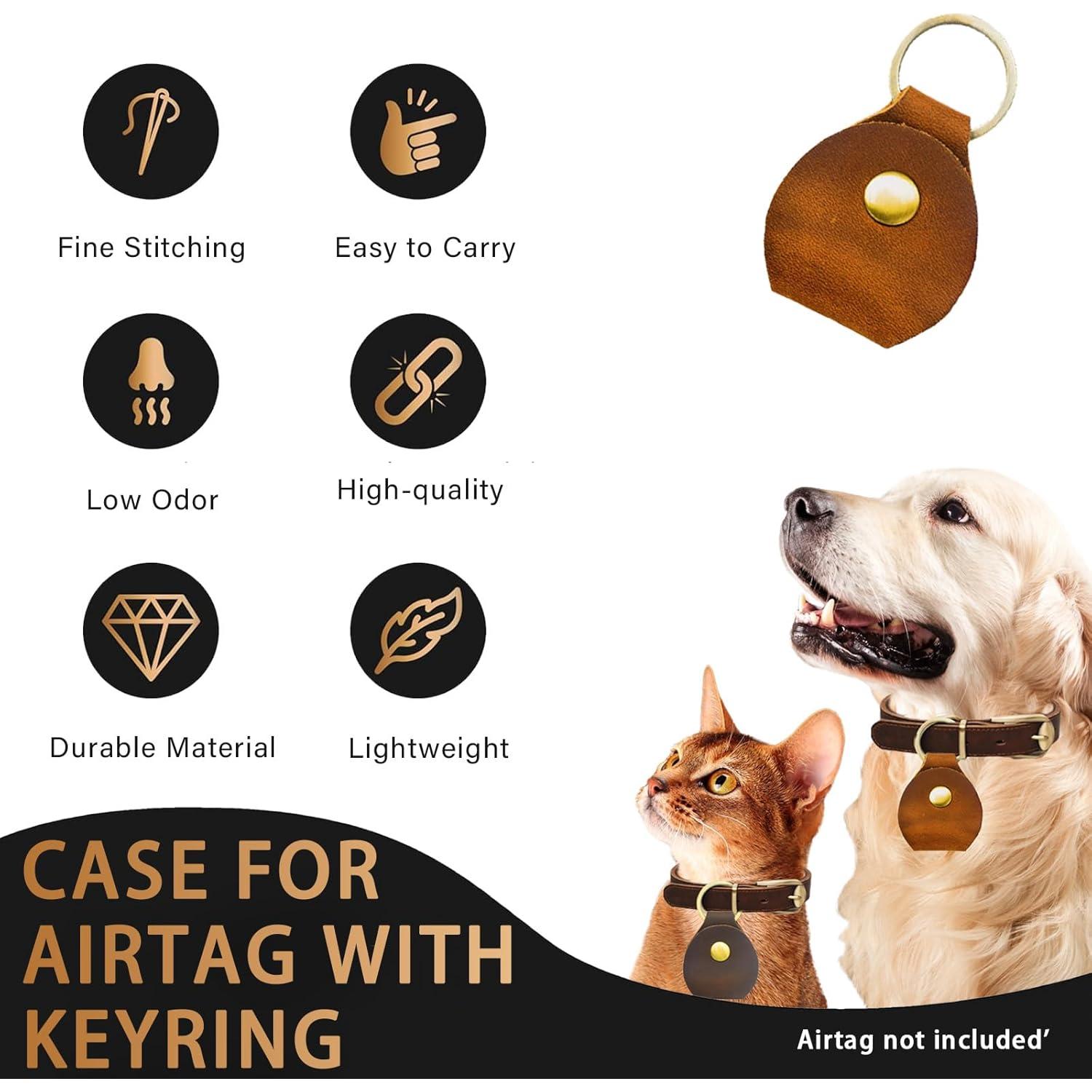 Soporte para llavero de cuero genuino APY para Airtag Marrón