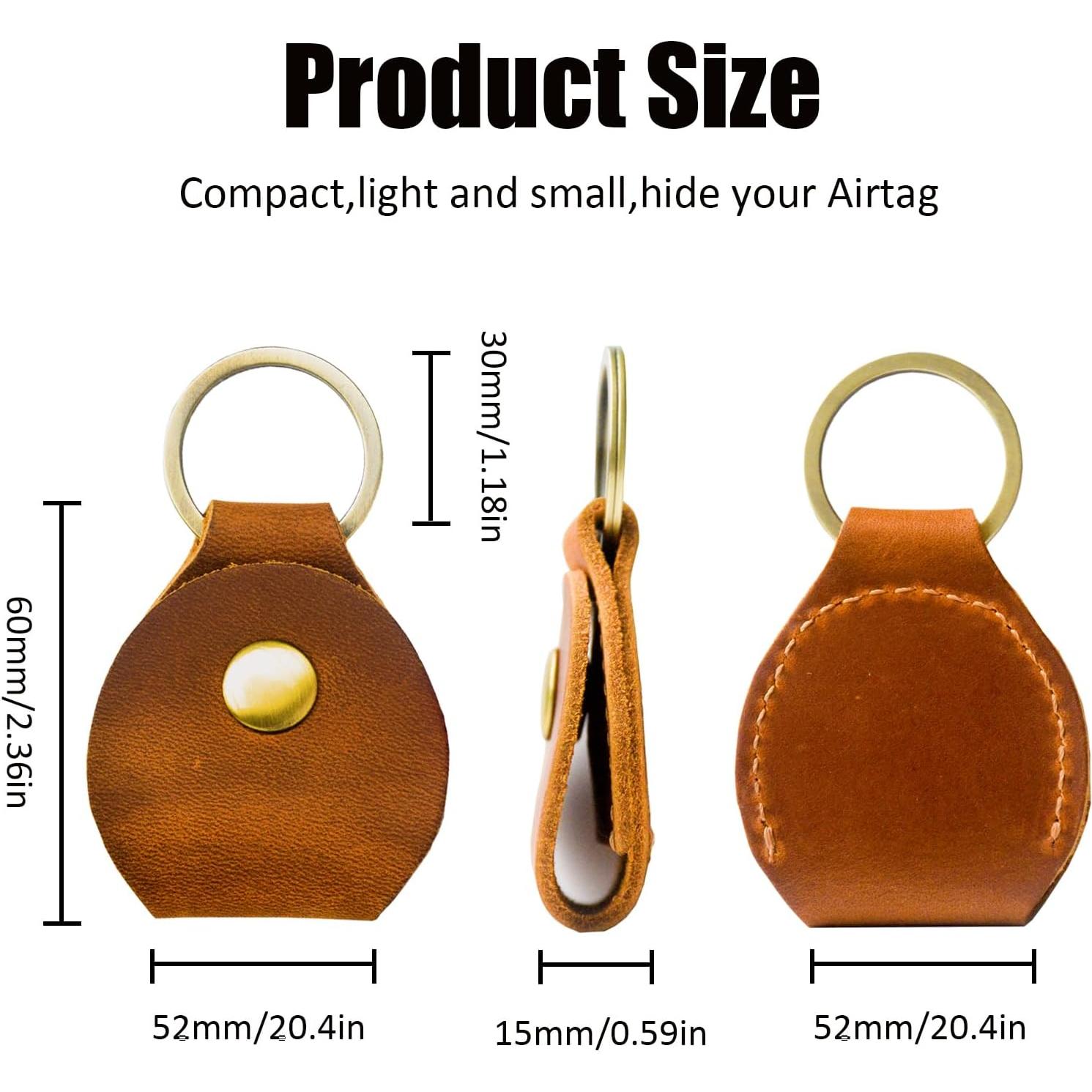 Soporte para llavero de cuero genuino APY para Airtag Marrón