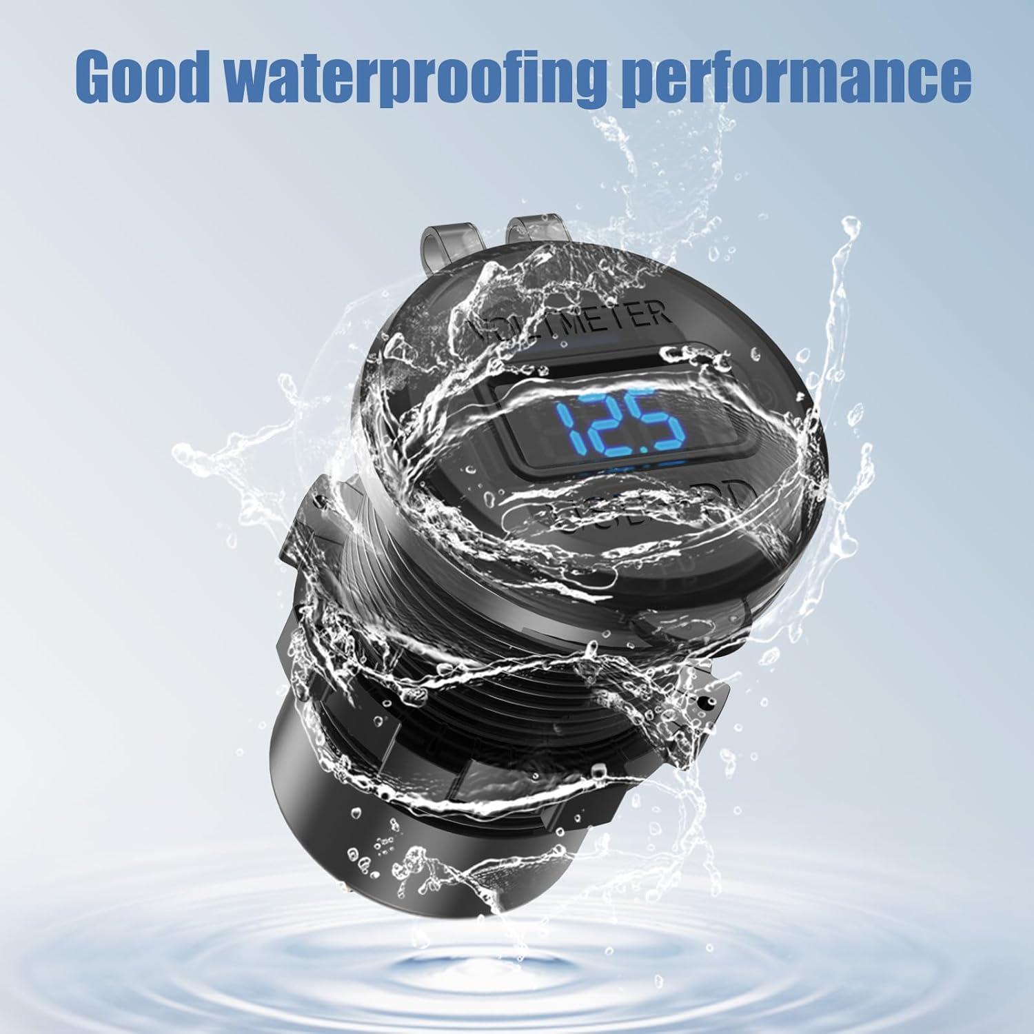 Cargador USB de Coche Hapytrip 12V con Voltímetro y 3 Puertos