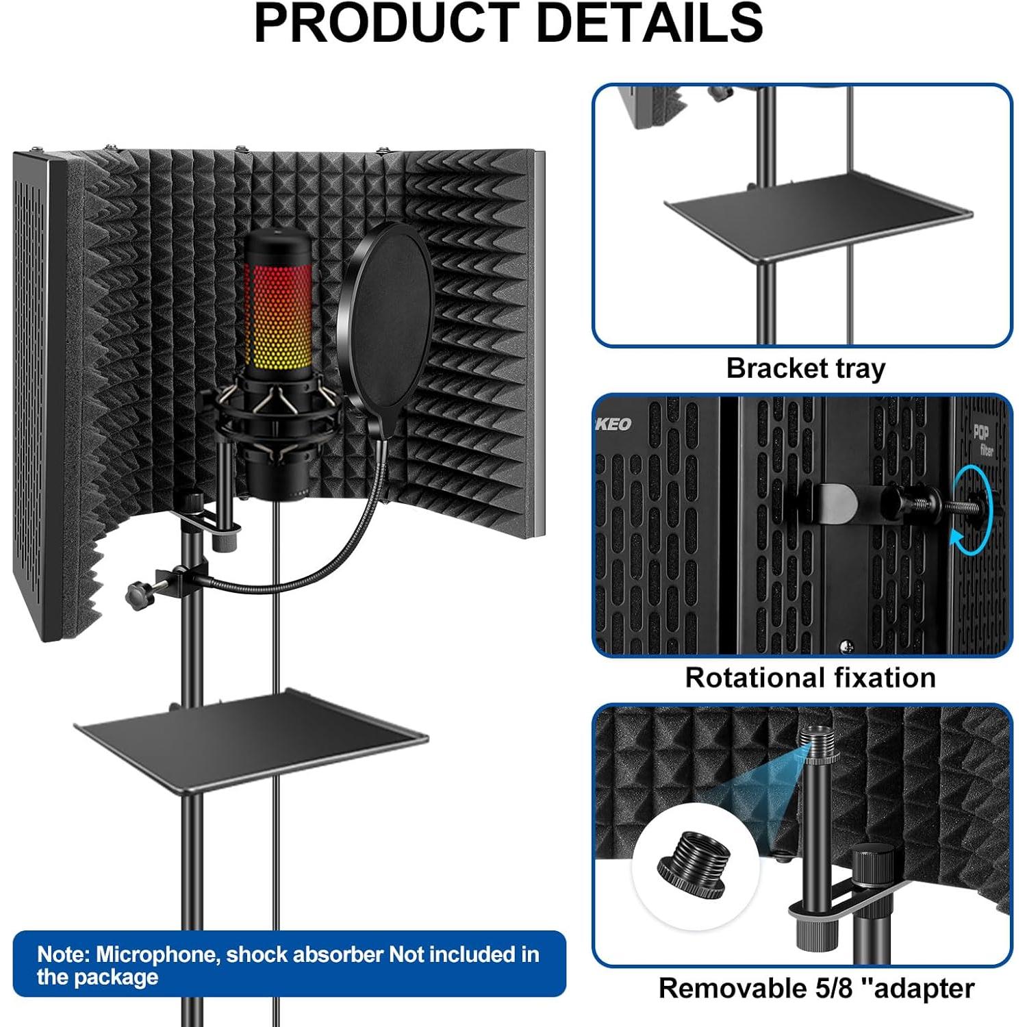 Escudo Aislante para Micrófono Aokeo AO-302 con Filtro Pop