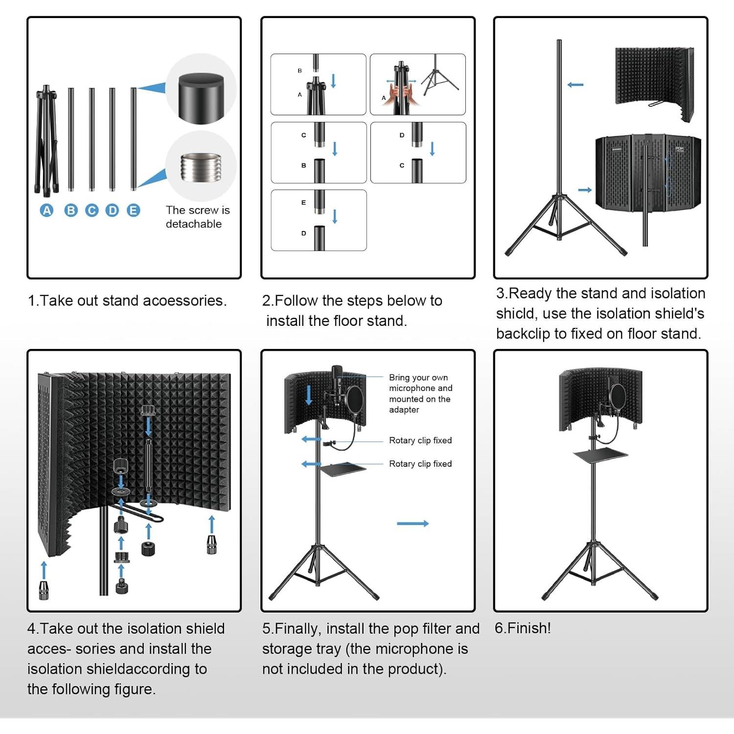Escudo Aislante para Micrófono Aokeo AO-302 con Filtro Pop