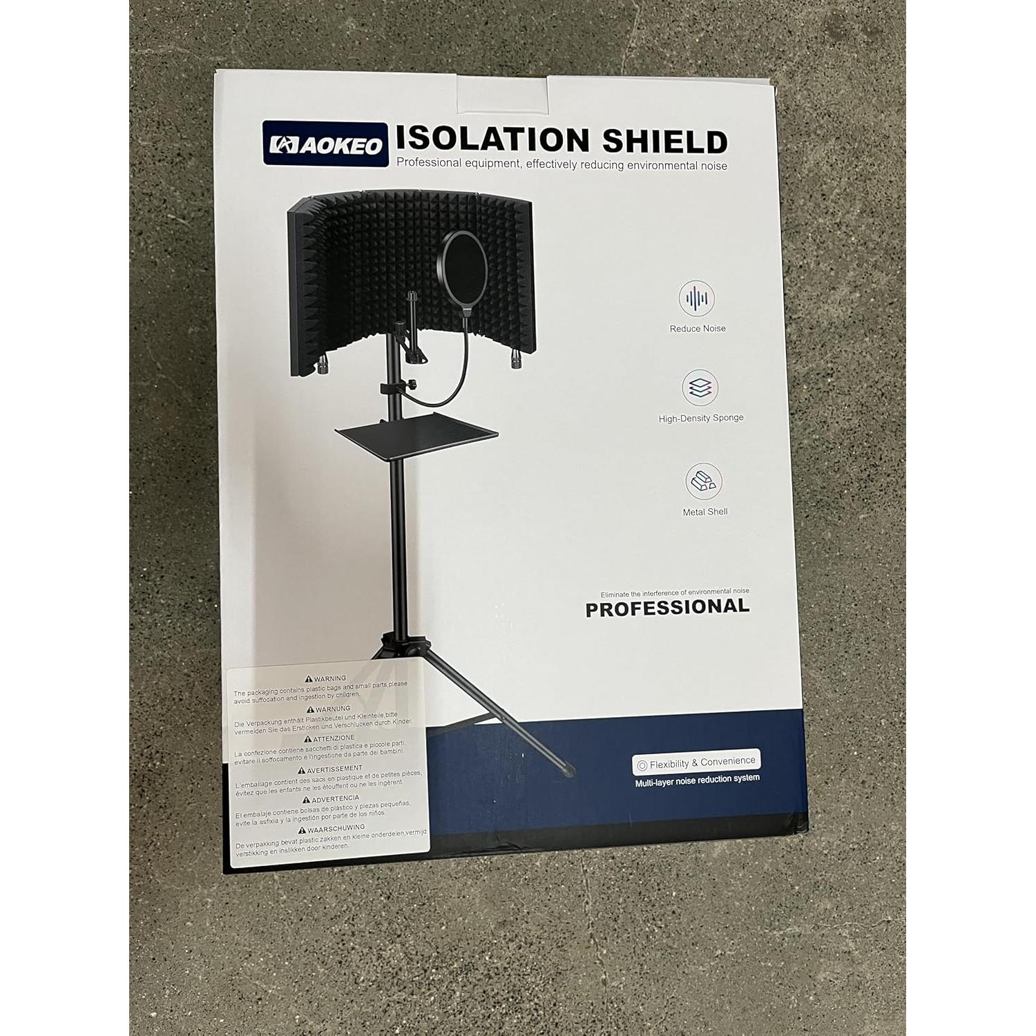 Escudo Aislante para Micrófono Aokeo AO-302 con Filtro Pop