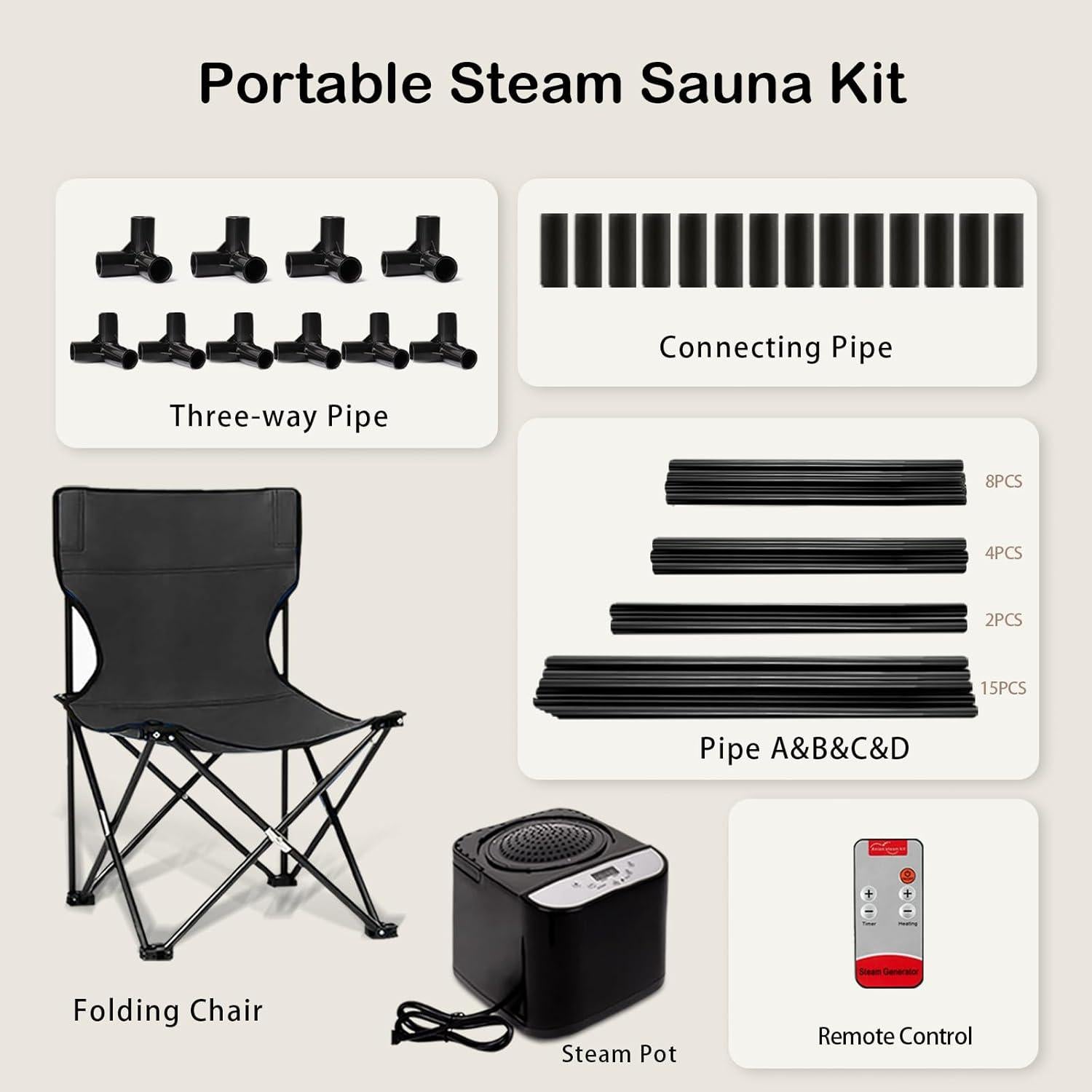 Sauna Portátil PEEKO Pentágono 4L con Silla y Control Remoto