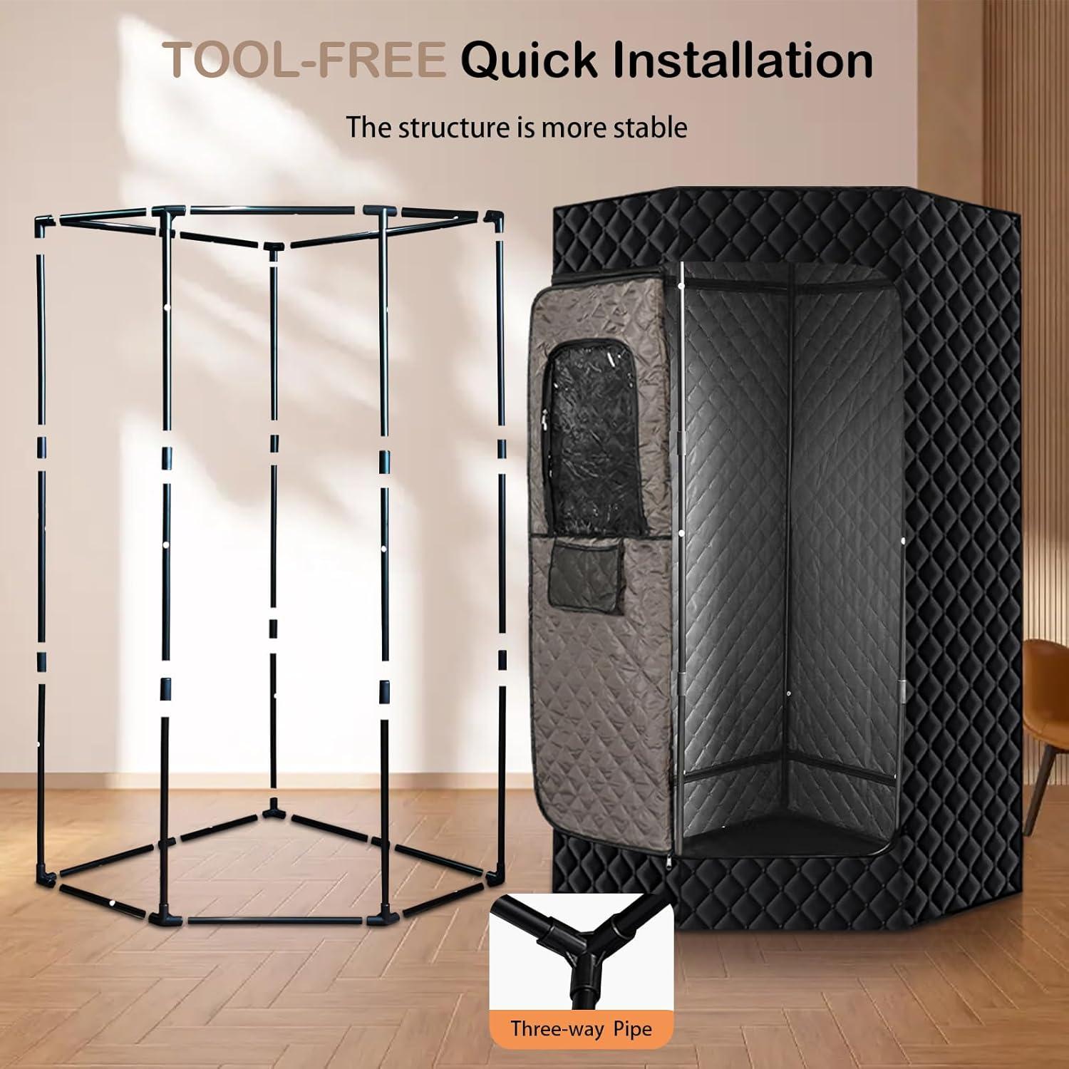 Sauna Portátil PEEKO Pentágono 4L con Silla y Control Remoto