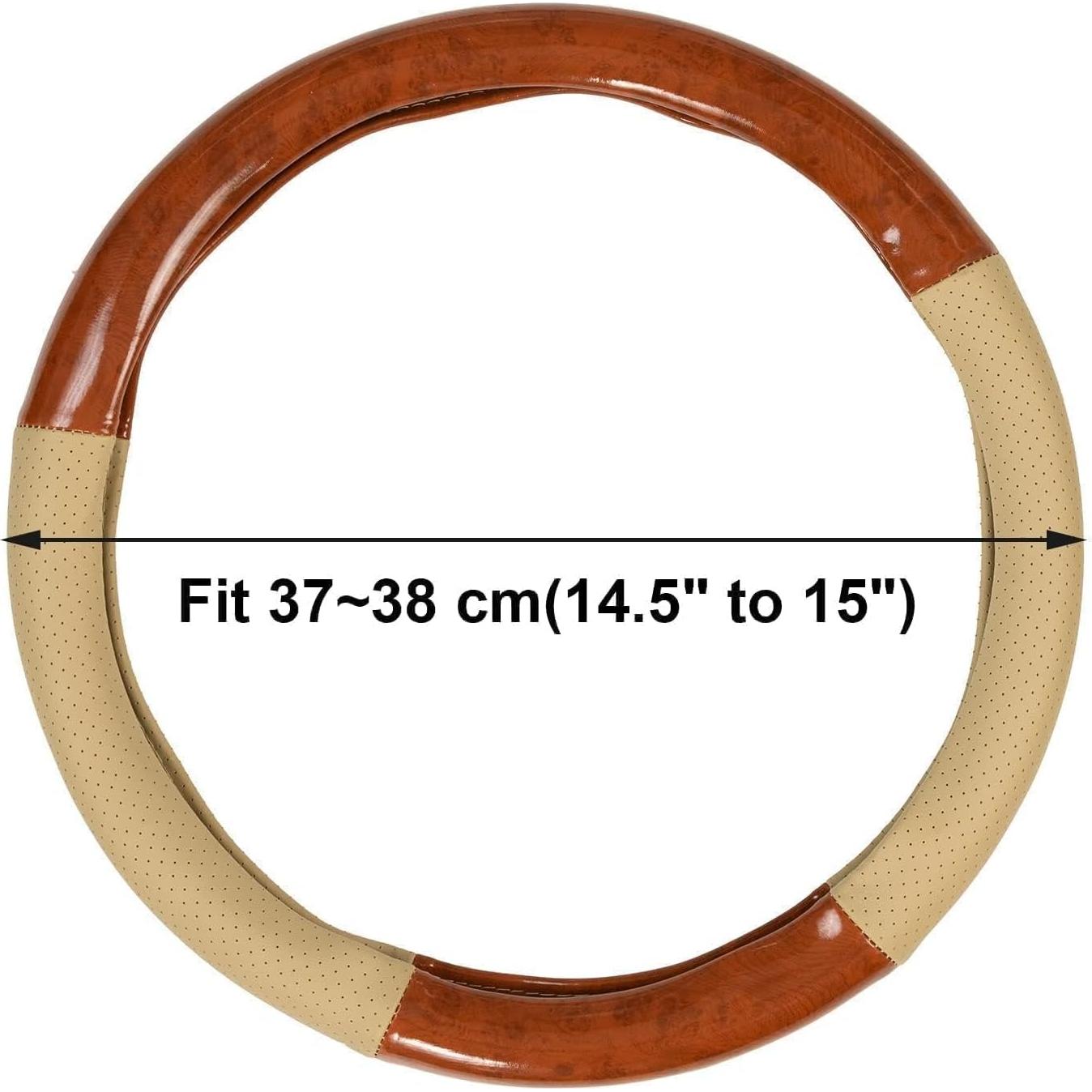 Cubre Volante AUTOXBERT 38 cm Cuero Microfibra Beige