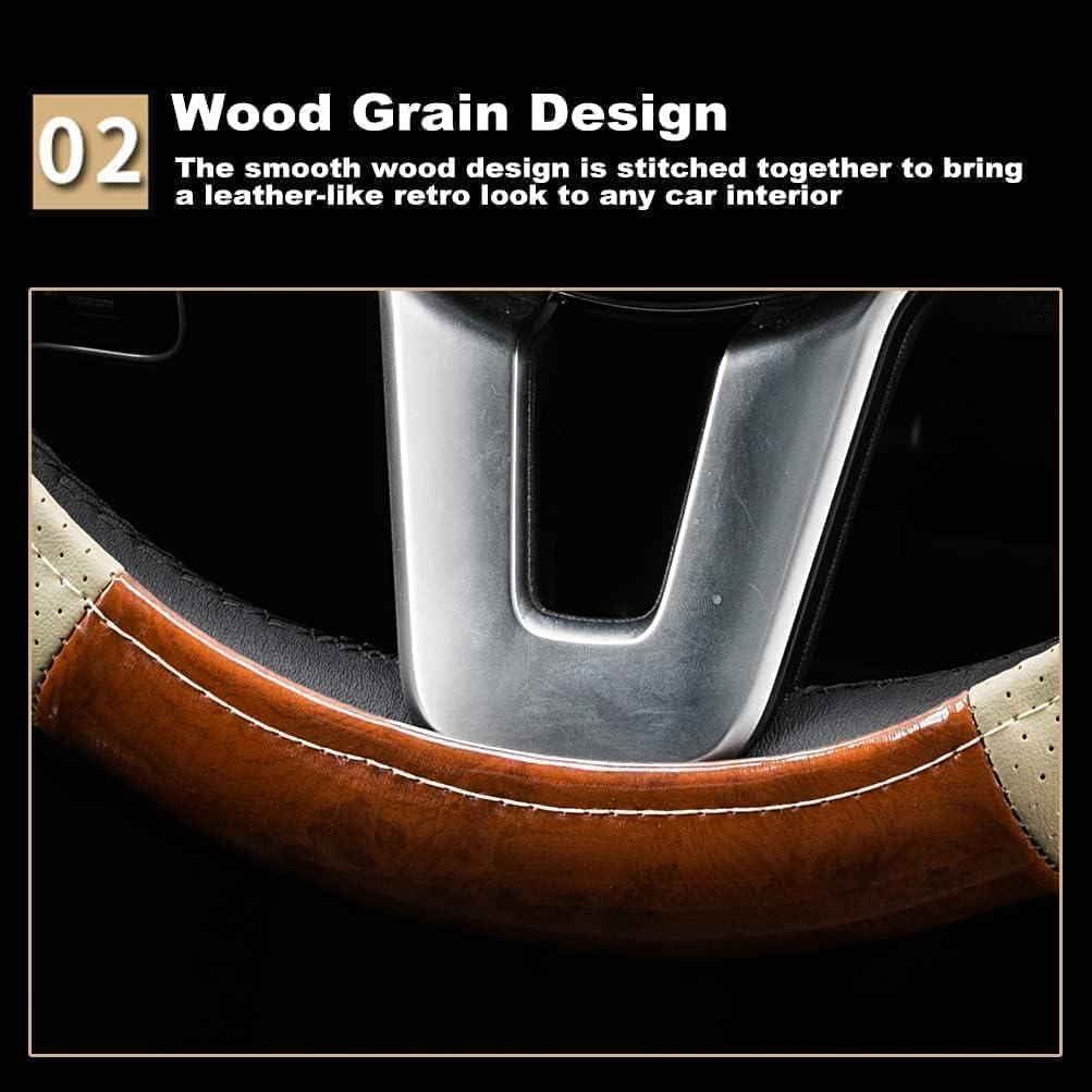 Cubre Volante AUTOXBERT 38 cm Cuero Microfibra Beige