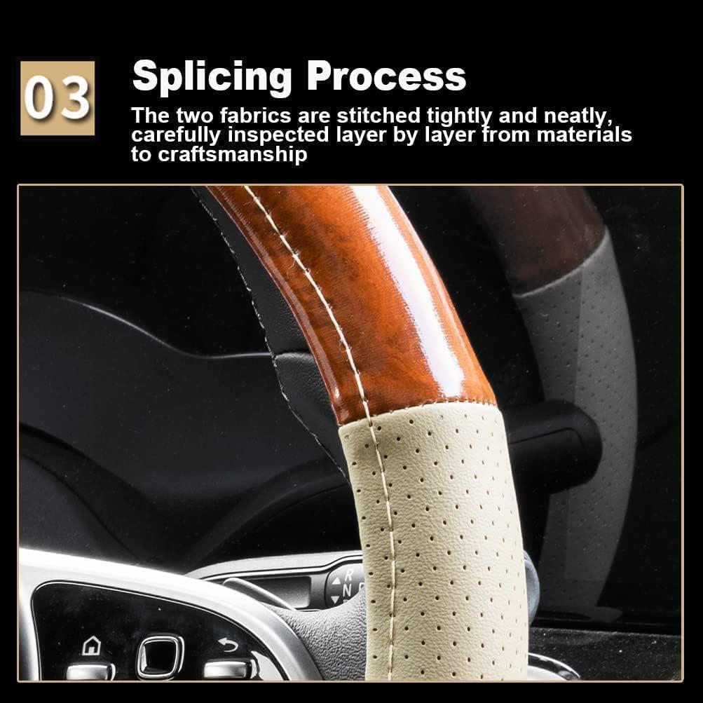 Cubre Volante AUTOXBERT 38 cm Cuero Microfibra Beige