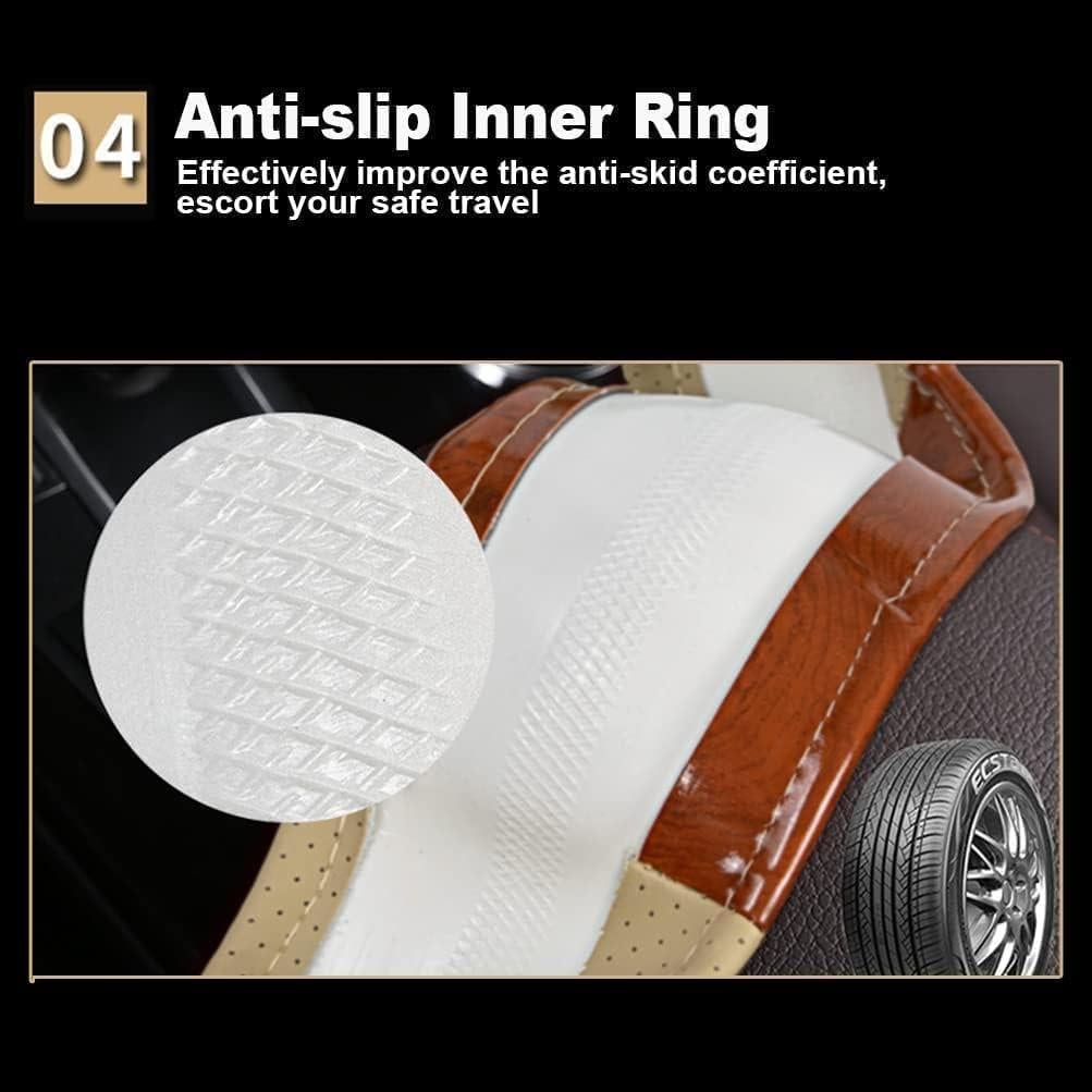 Cubre Volante AUTOXBERT 38 cm Cuero Microfibra Beige