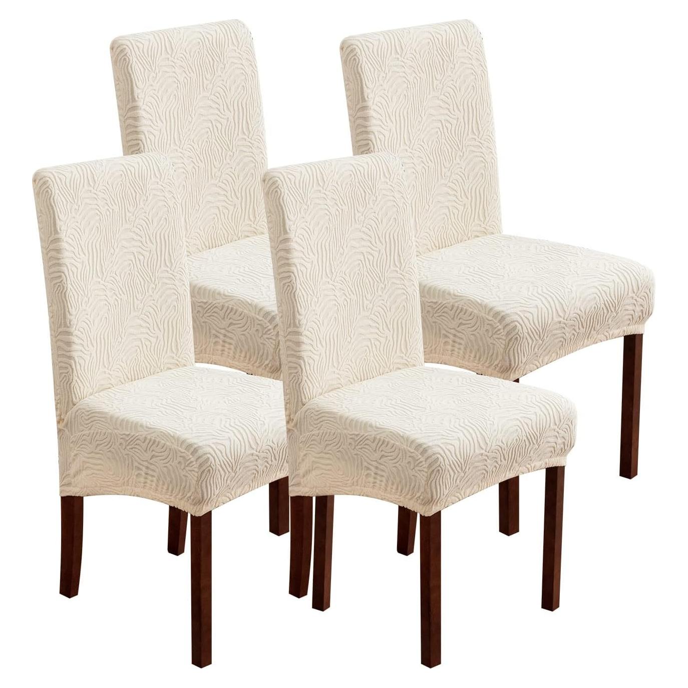 Fundas de Sillas YUEANG Beige 4 Pzas Ajustables Antideslizantes