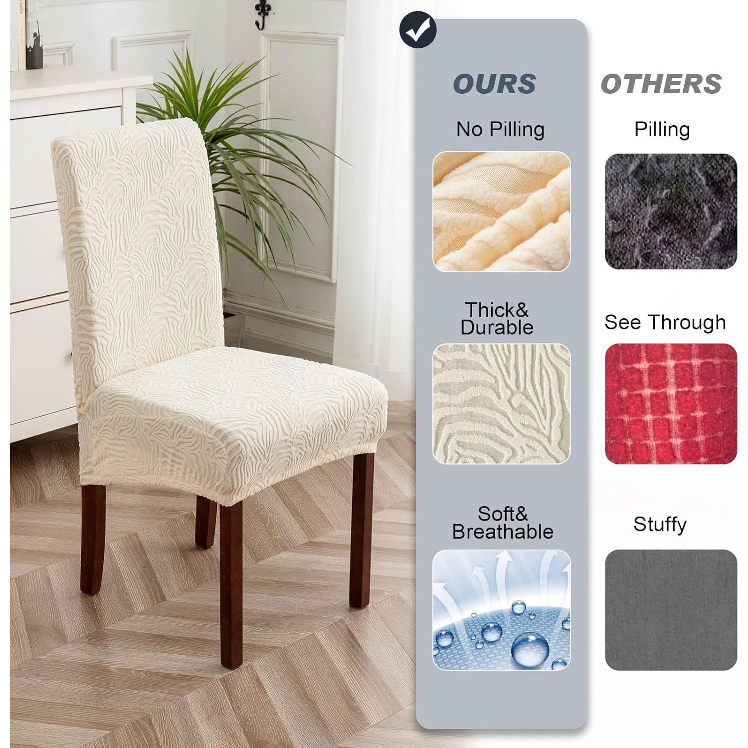 Fundas de Sillas YUEANG Beige 4 Pzas Ajustables Antideslizantes