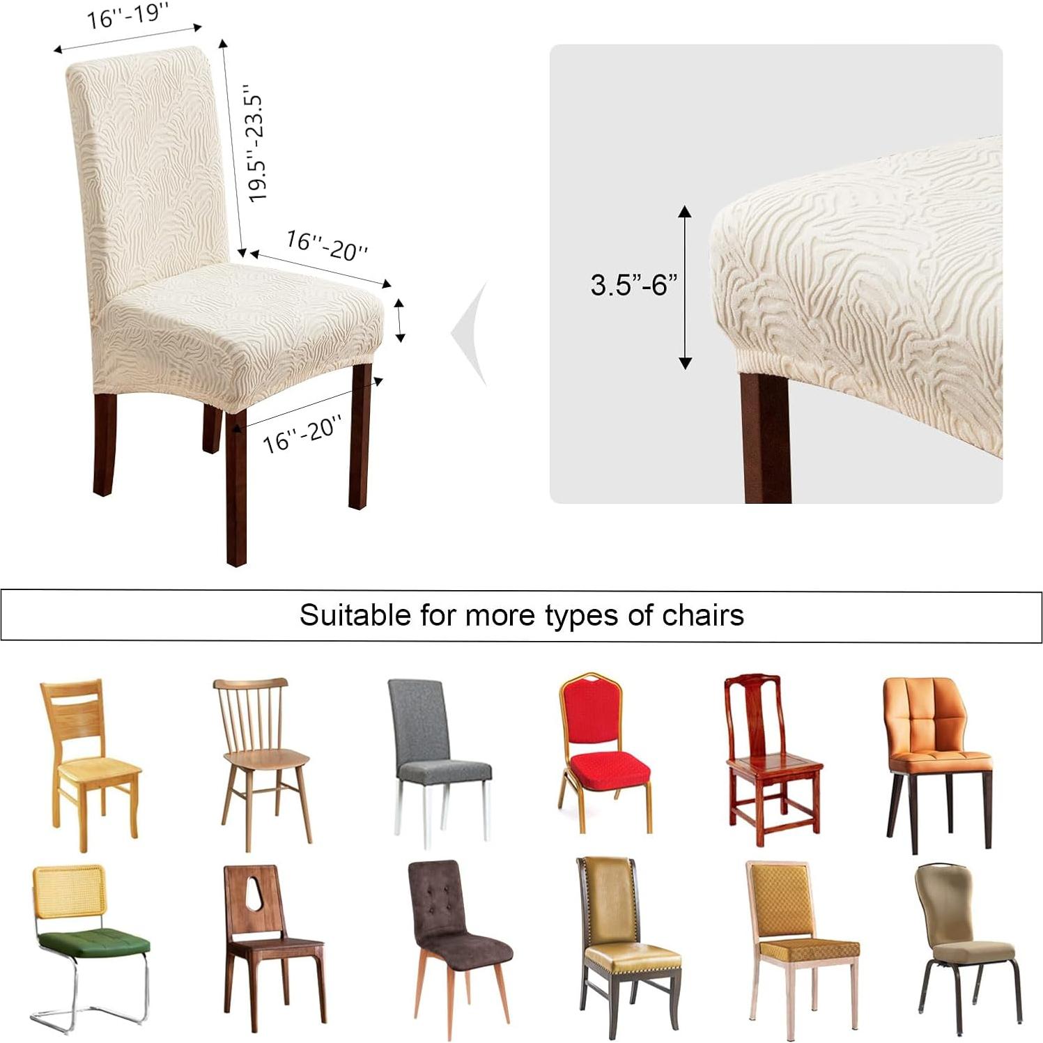 Fundas de Sillas YUEANG Beige 4 Pzas Ajustables Antideslizantes