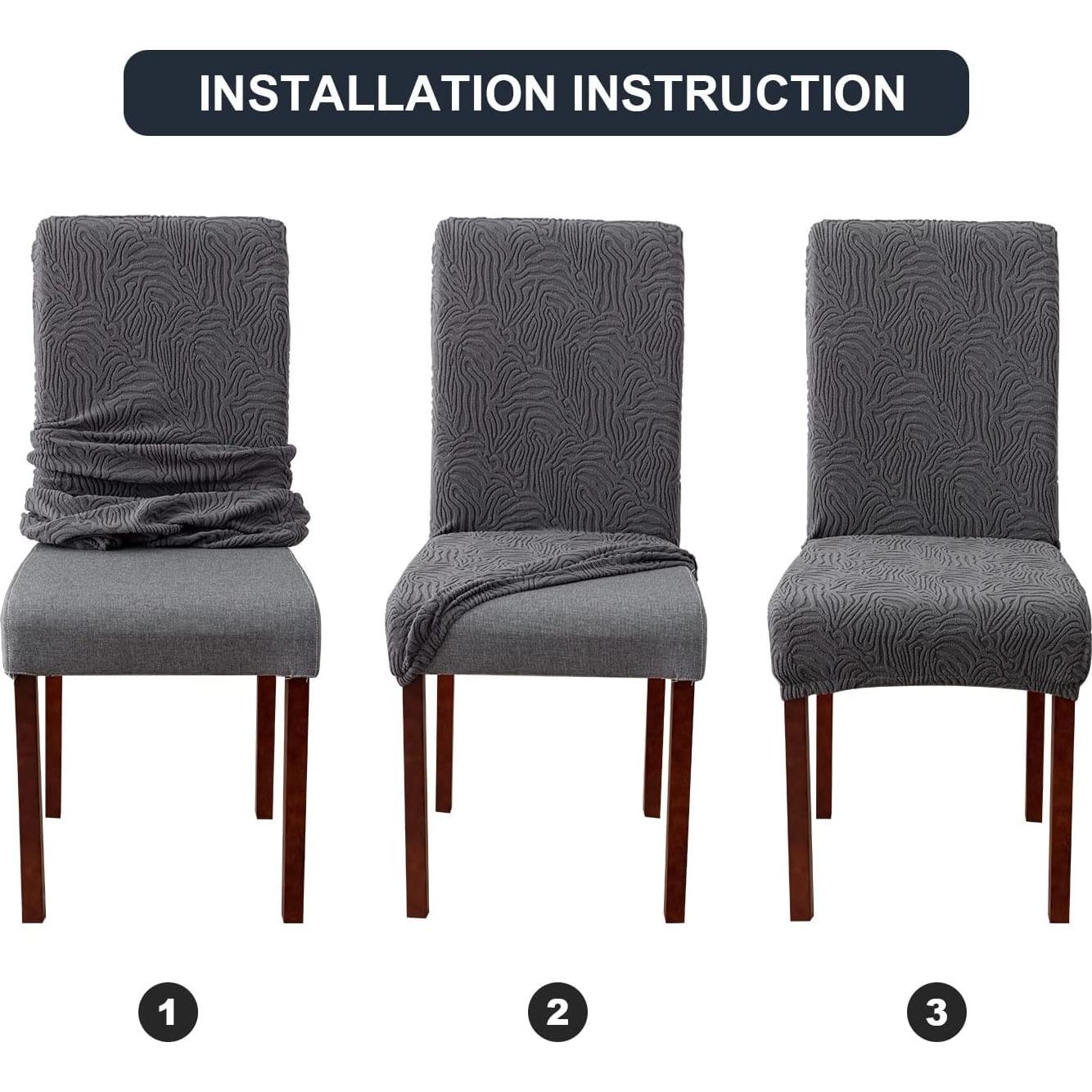 Fundas de Sillas YUEANG Beige 4 Pzas Ajustables Antideslizantes