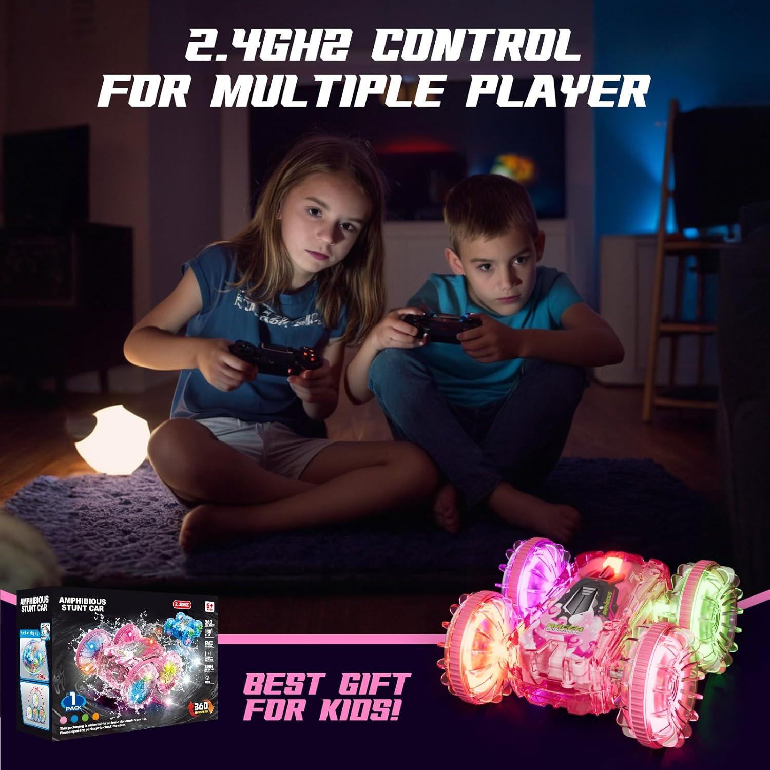 Coche RC Anfibio BFUNTOYS YL-103 Rosa 4WD con LED 70 Min