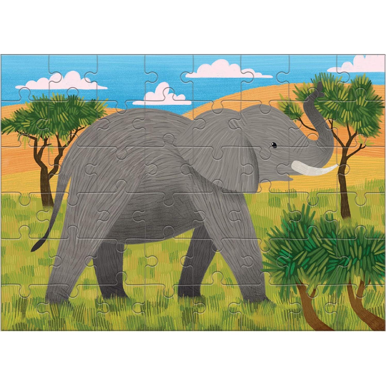 Rompecabezas Mini Elefante Africano Mudpuppy 48 Piezas 20 cm