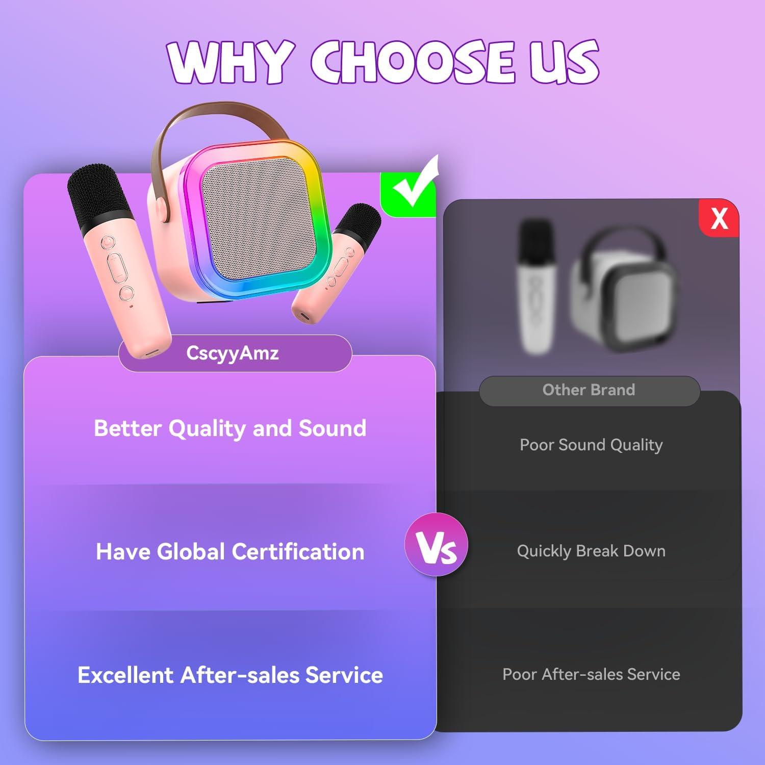 Mini Máquina de Karaoke Rosa CscyyAmz con 2 Micrófonos