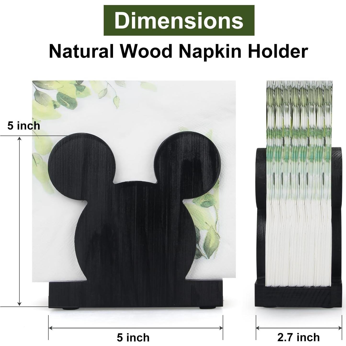 Soporte de Servilletas de Madera Renawe Mickey Negro 12.7x6.9cm