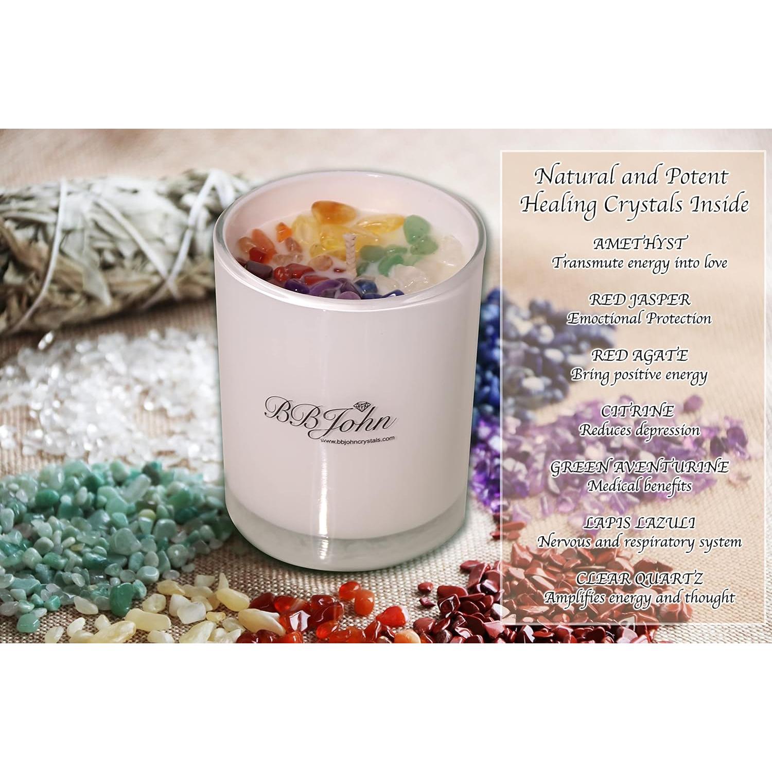 Vela de Cristal 7 Chakras BBJohn - Cera de Soja Natural 160g