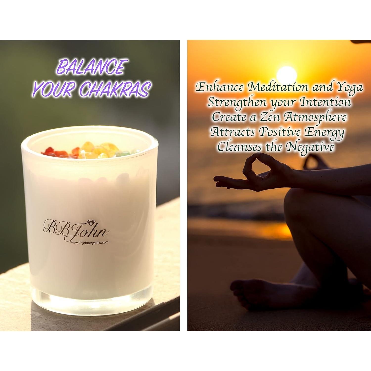 Vela de Cristal 7 Chakras BBJohn - Cera de Soja Natural 160g