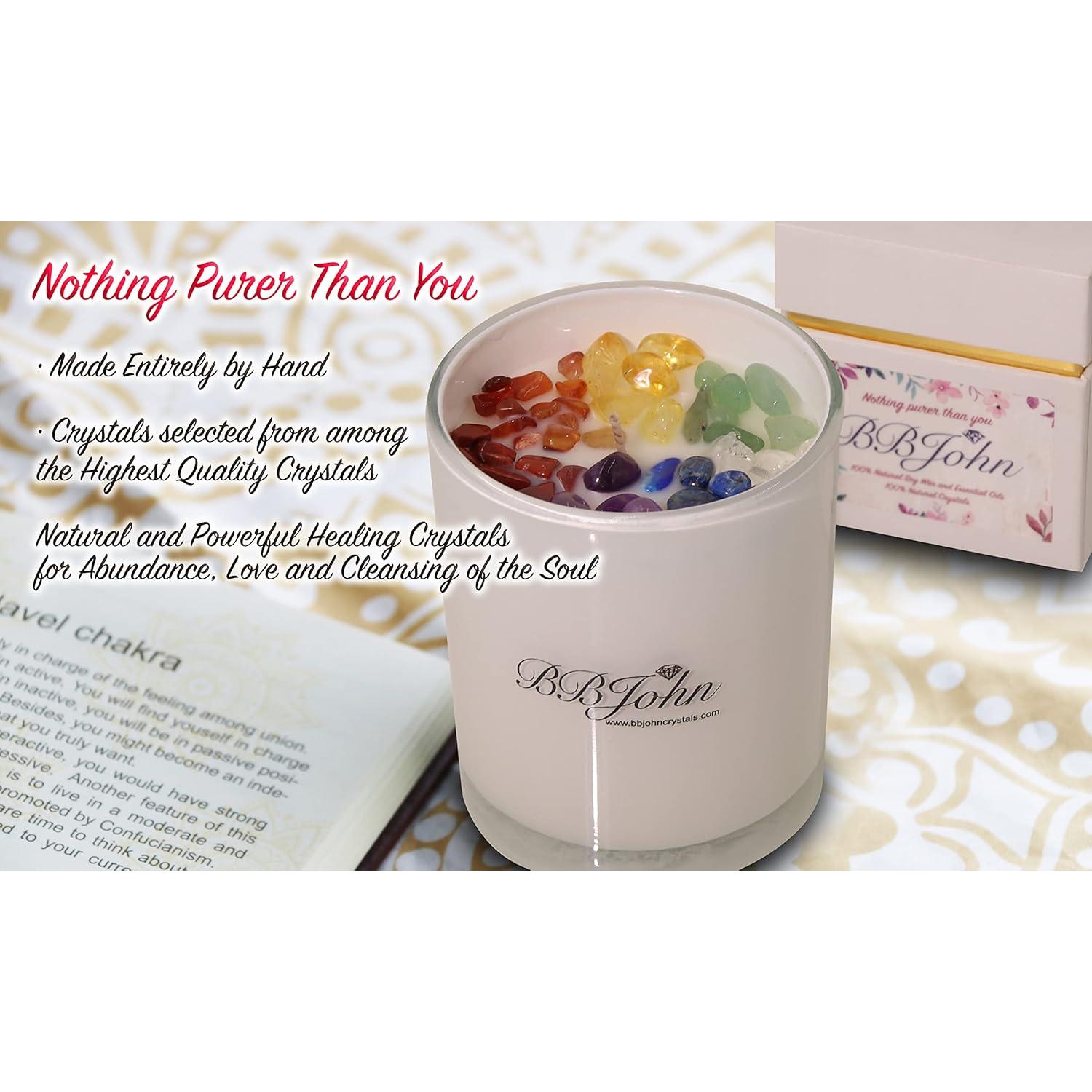 Vela de Cristal 7 Chakras BBJohn - Cera de Soja Natural 160g