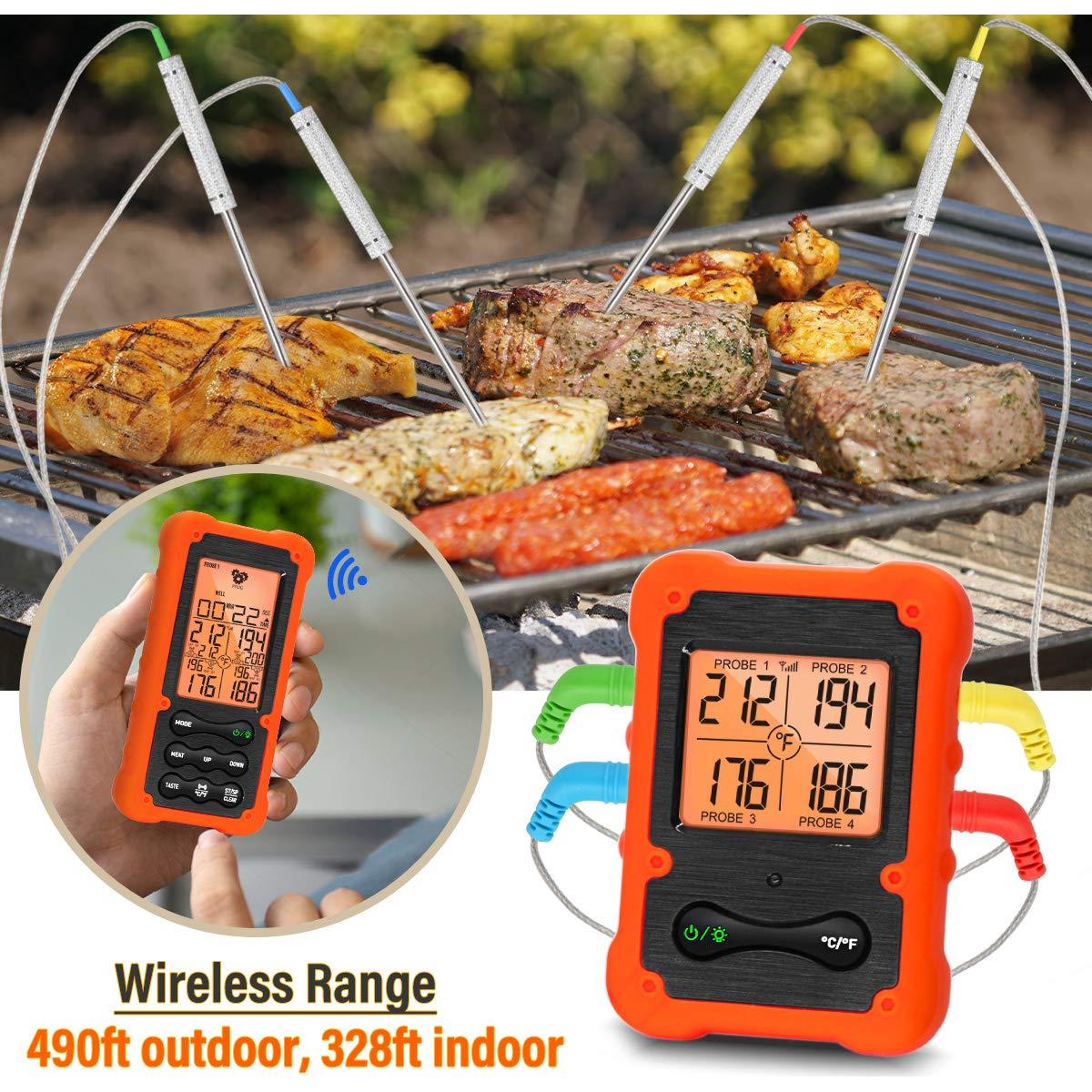 Termómetro Digital Inalámbrico VAUNO EN2058-4 para Carne BBQ