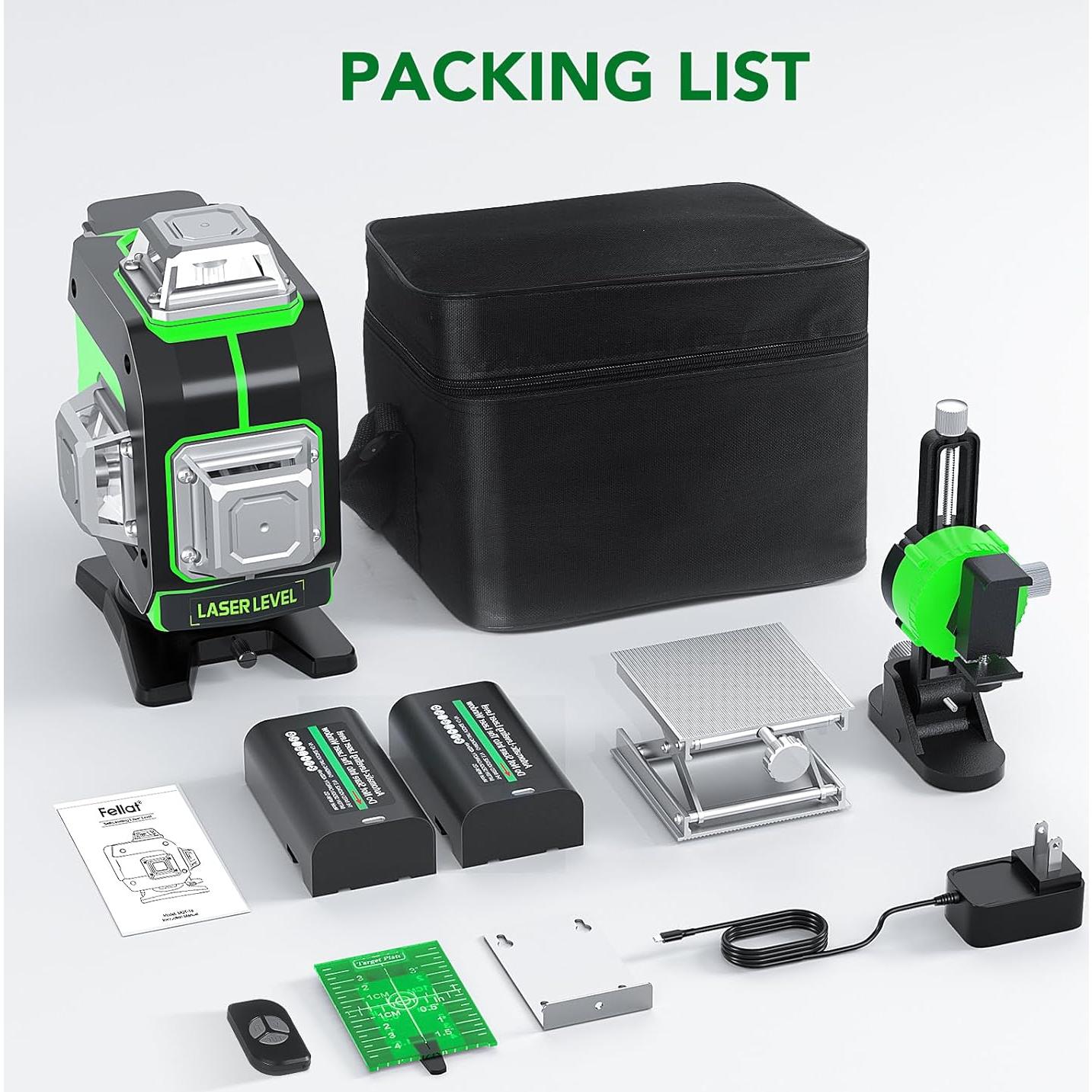 Nivel láser FELLAT 4D 360° verde auto nivelante