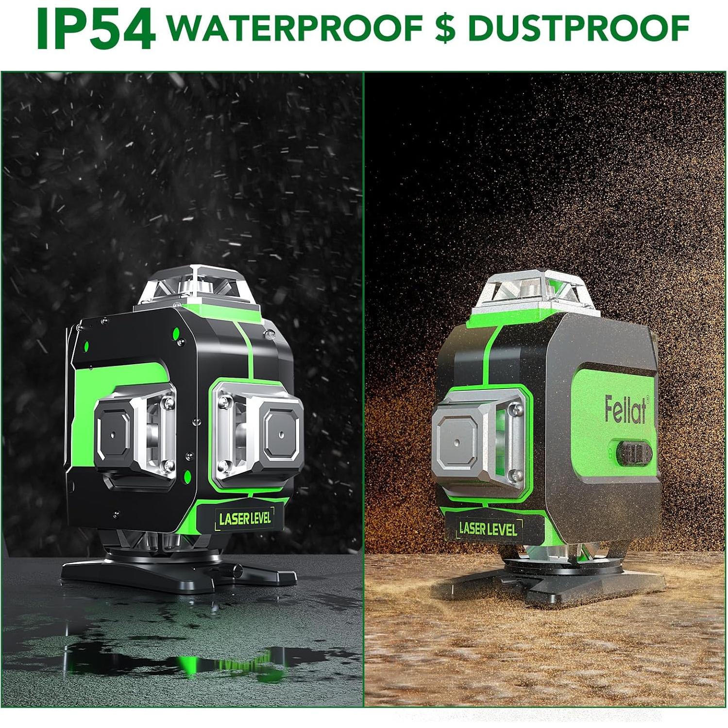 Nivel láser FELLAT 4D 360° verde auto nivelante