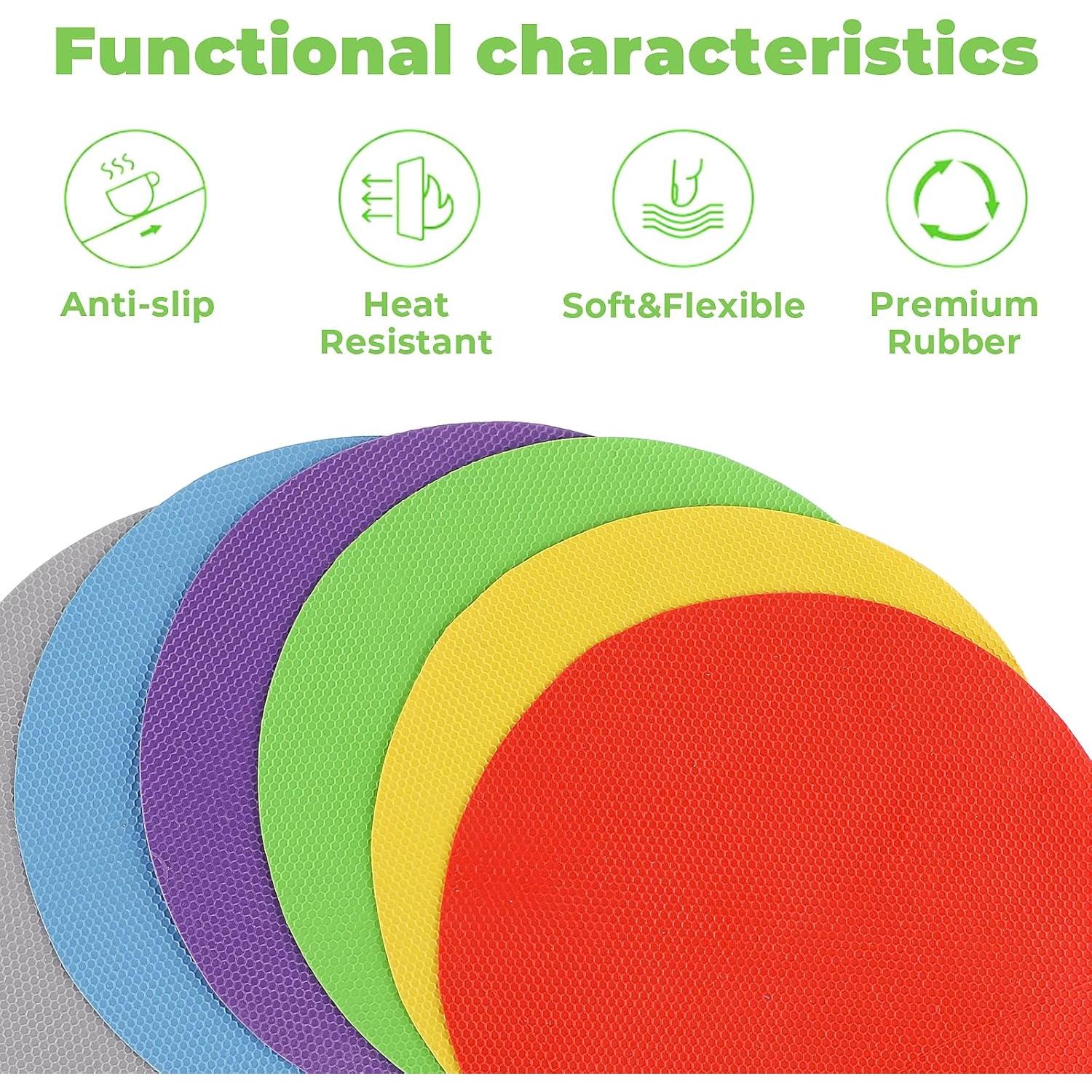 Almohadillas de Agarre de Tarros Sibba 6 Piezas Goma Antideslizante