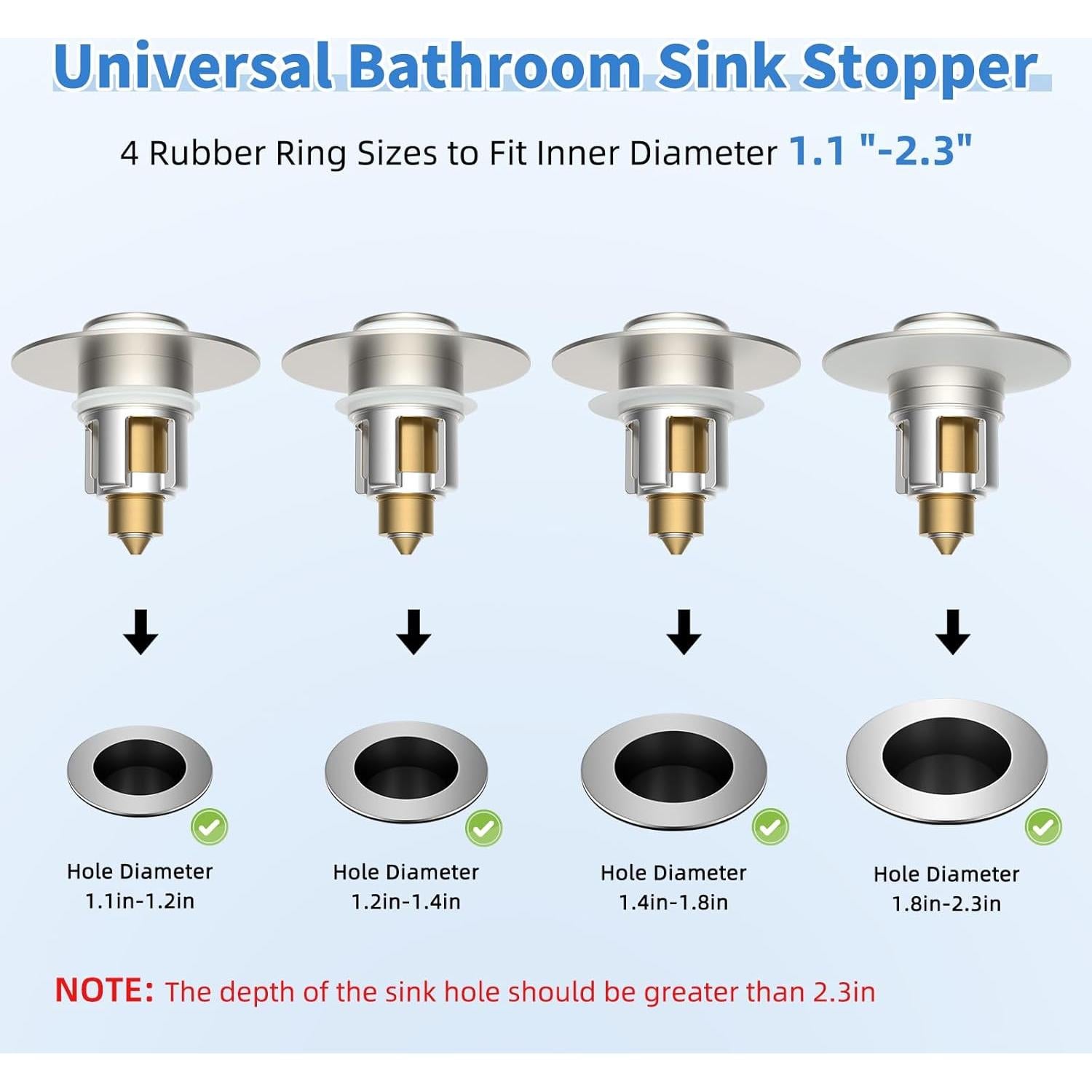 Tapón de Lavabo Universal iFealClear Níquel Cepillado 2.8-5.8 cm