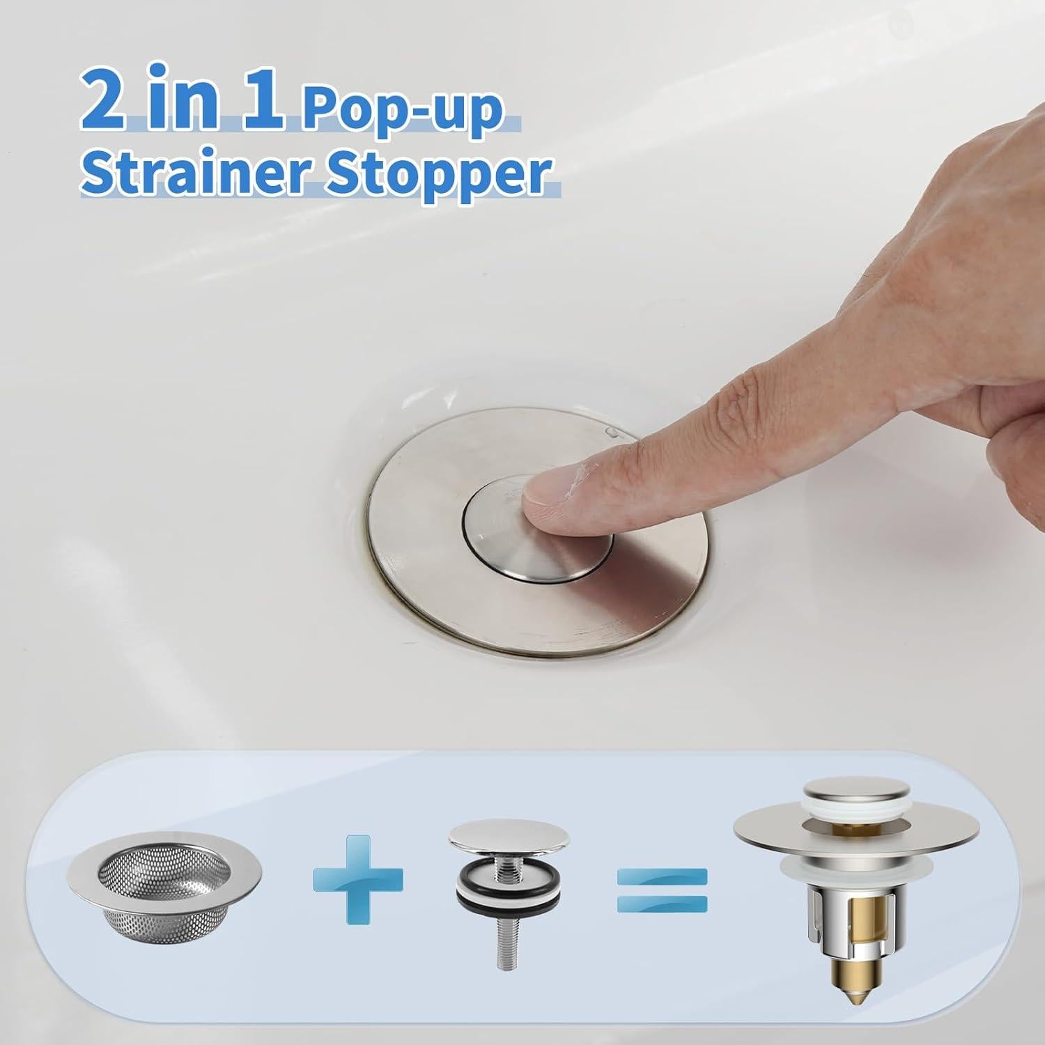 Tapón de Lavabo Universal iFealClear Níquel Cepillado 2.8-5.8 cm