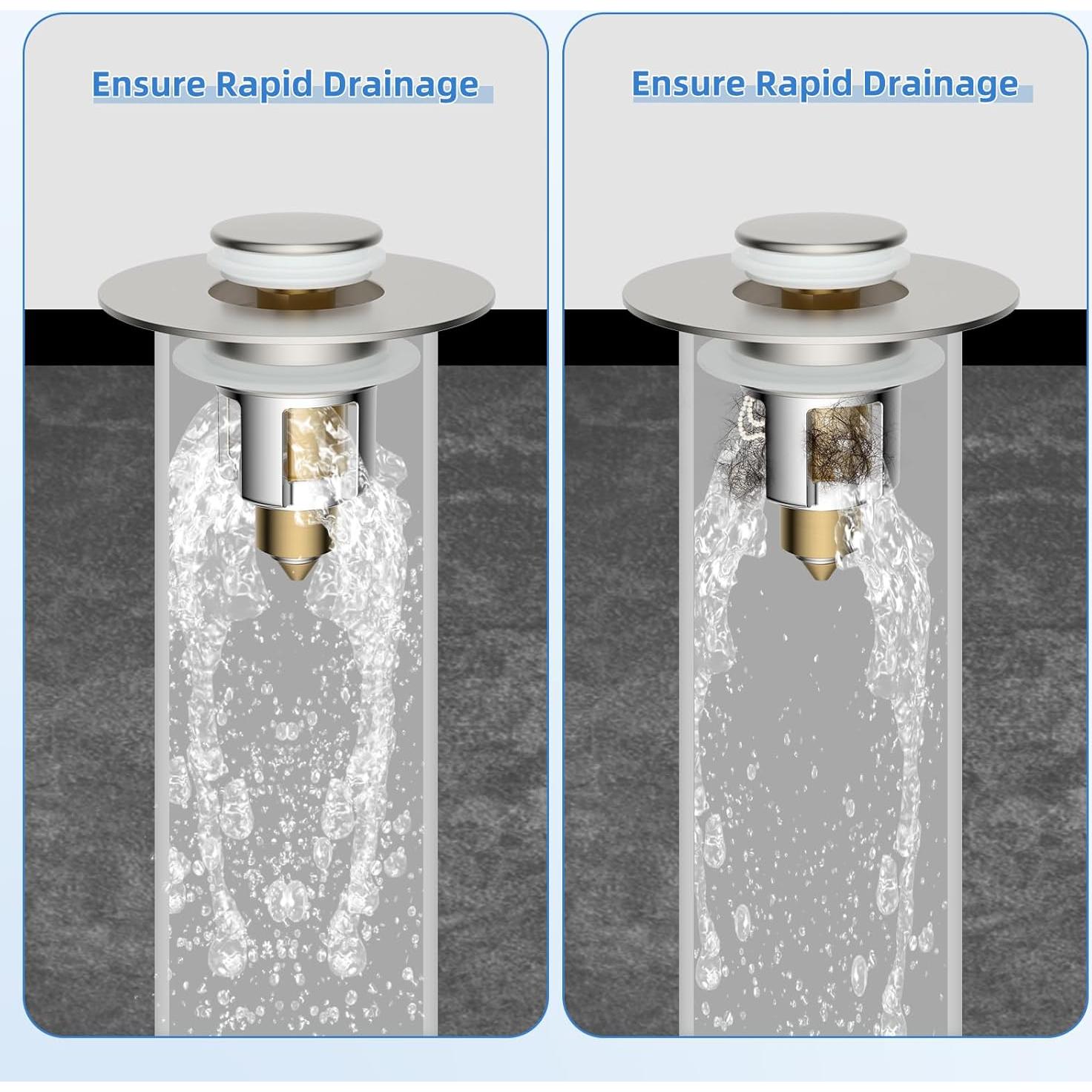 Tapón de Lavabo Universal iFealClear Níquel Cepillado 2.8-5.8 cm