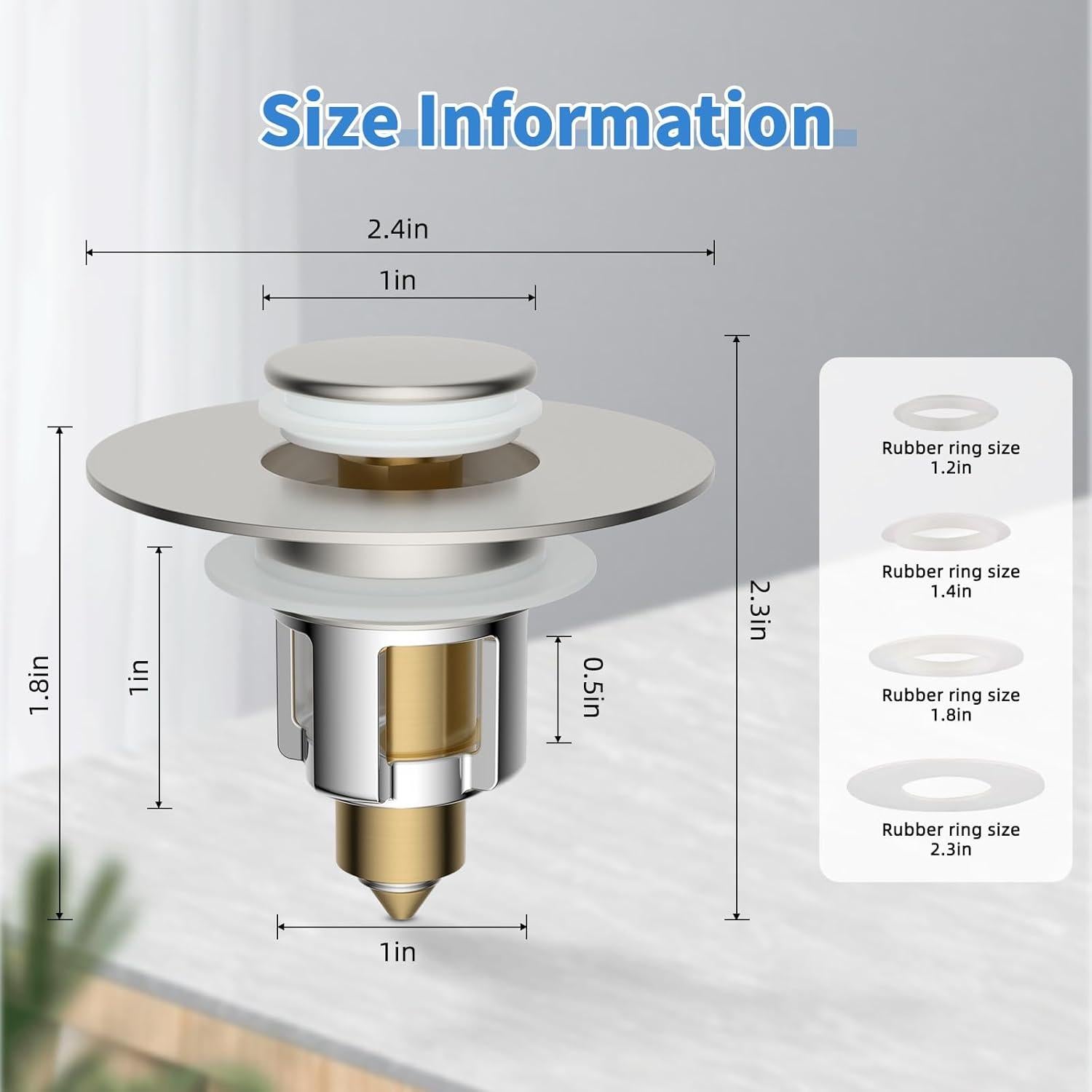 Tapón de Lavabo Universal iFealClear Níquel Cepillado 2.8-5.8 cm
