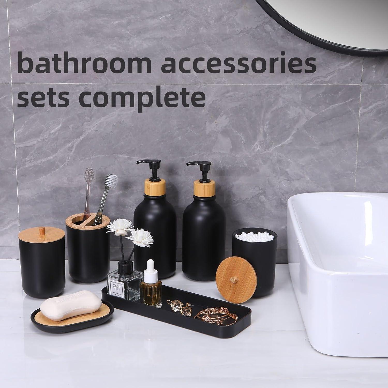 Juego de Accesorios de Baño Negro Mate 9 Piezas FNGJMJG