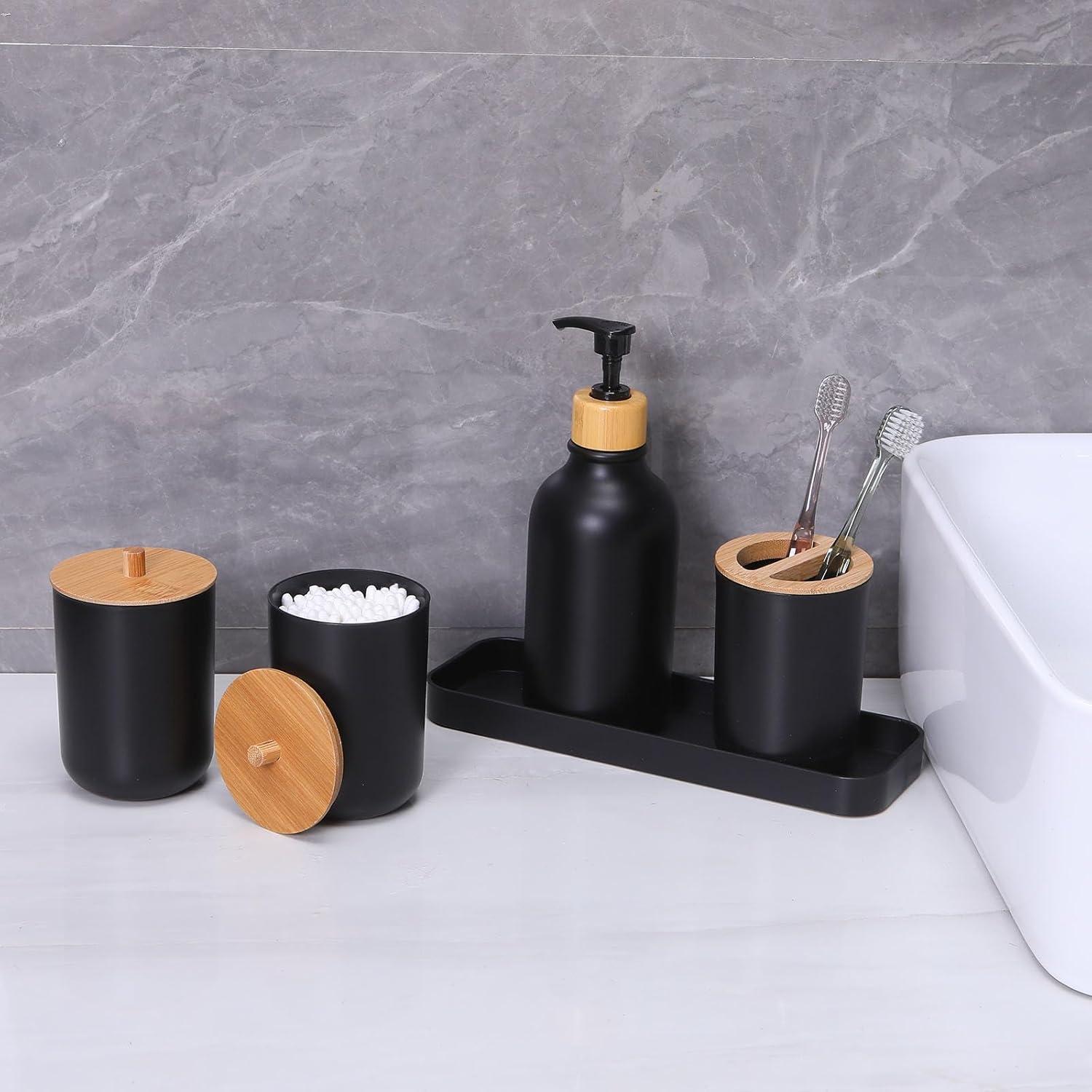Juego de Accesorios de Baño Negro Mate 9 Piezas FNGJMJG