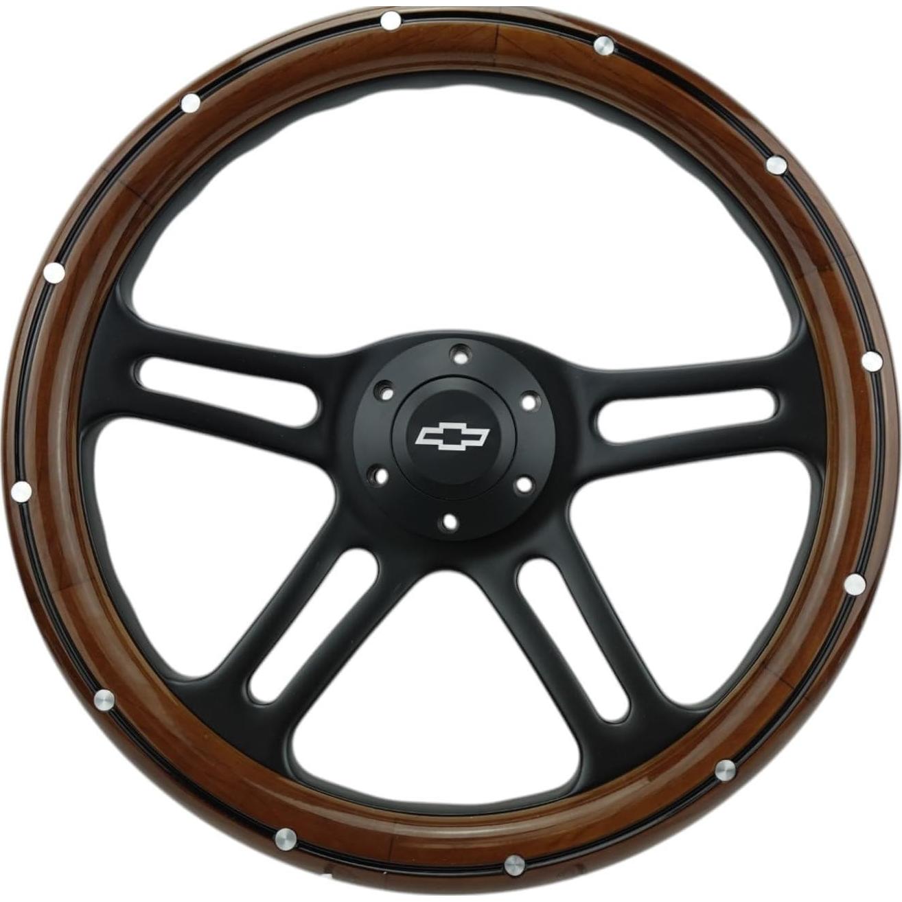 Volante de dirección Newworldmotoring 35,56 cm madera caoba